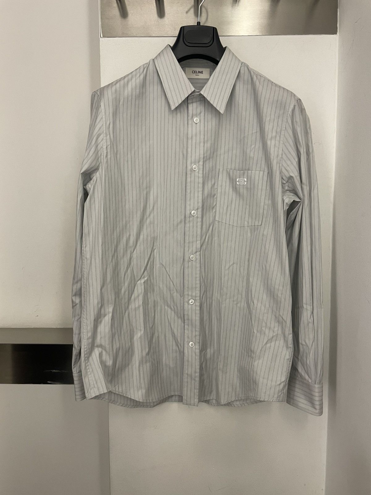 Celine LOOSE SHIRT IN STRIPED COTTON POPLIN Size US L / EU 52-54 / 3 - 1 Thumbnail