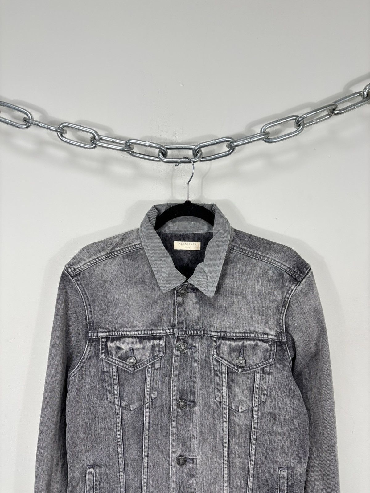 Allsaints AllSaints Men’s Grafton Washed Grey Denim Jacket Size US L / EU 52-54 / 3 - 2 Thumbnail