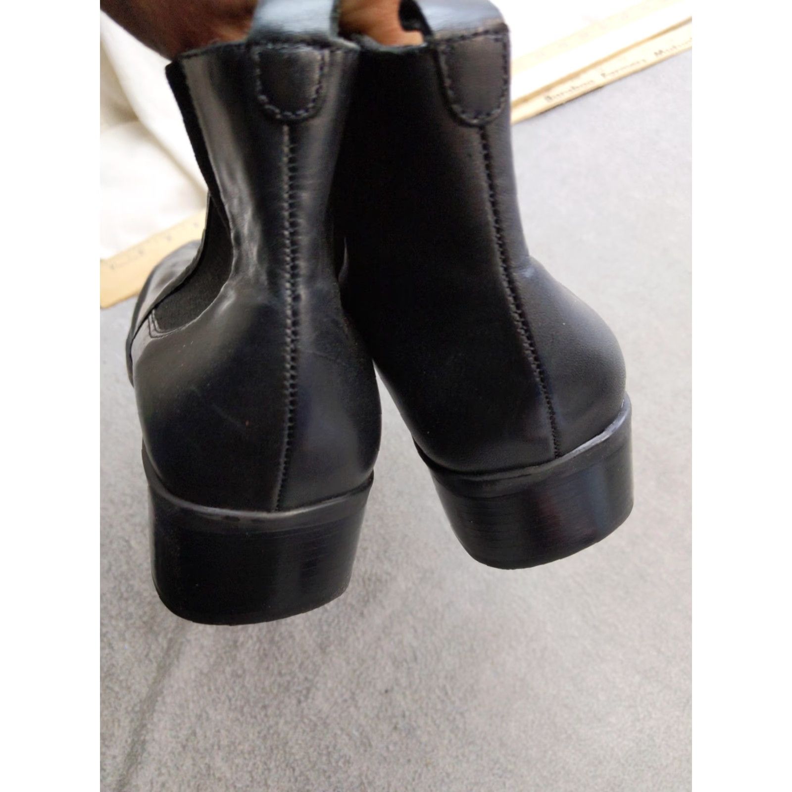Vintage Connie Boots Womens 7M Black Leather Ankle Chelsea Square Toe Block Heel (Chelsea) Shoes Mens? Size US 5 / IT 35 - 4 Thumbnail