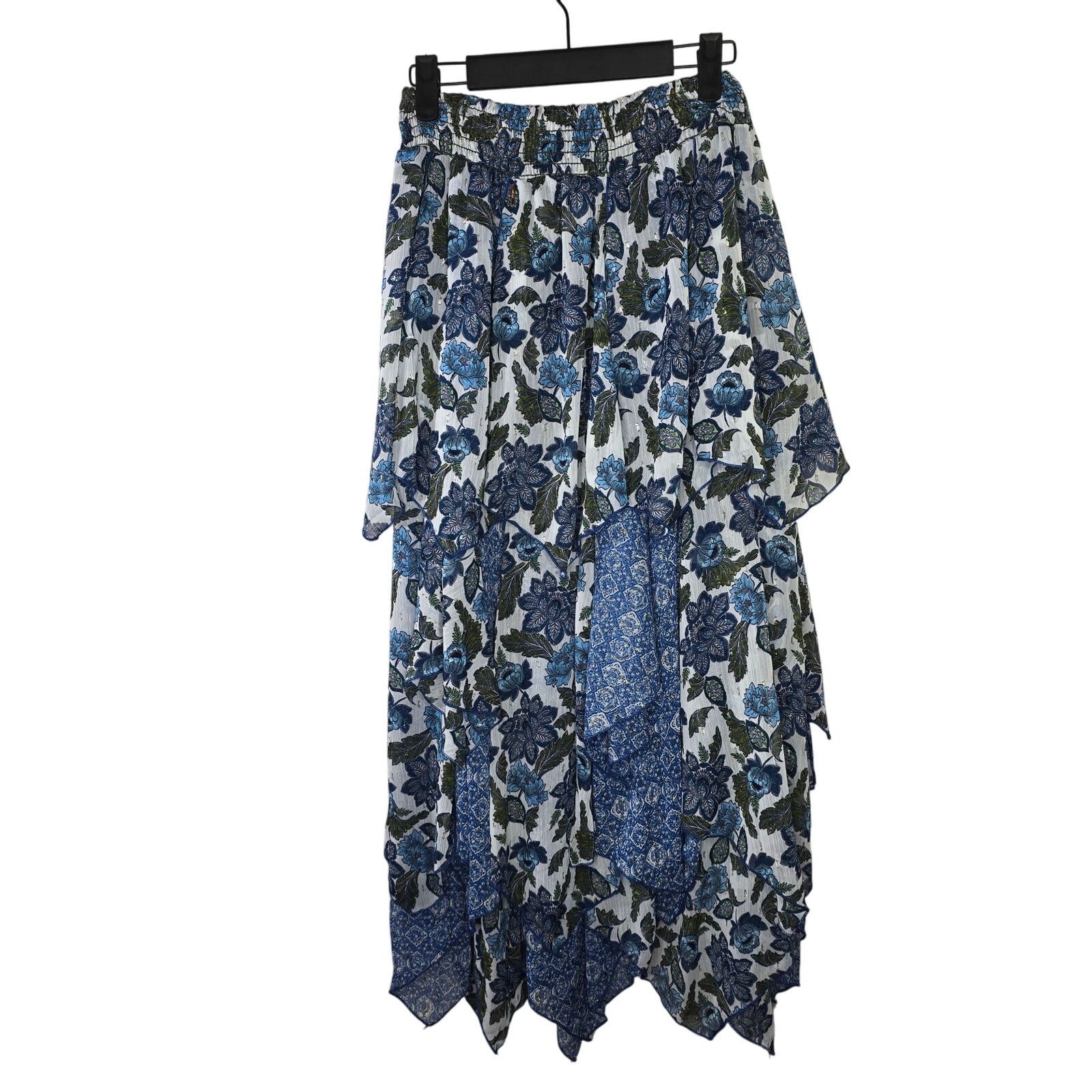 Misa Los Angeles Zoe Floral Tiered Midi Skirt Size Small