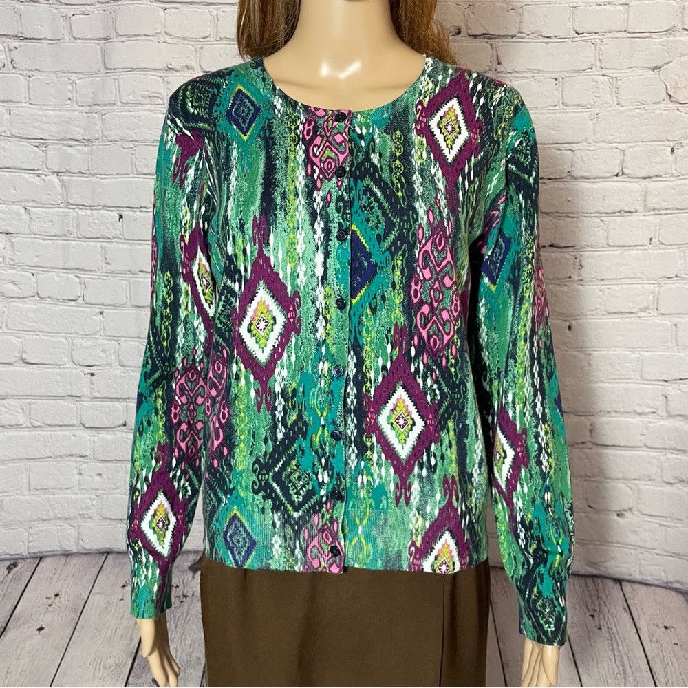 Jones New York Jones New York Signature Cotton Cardigan Size PM Size M / US 6-8 / IT 42-44 - 1 Thumbnail