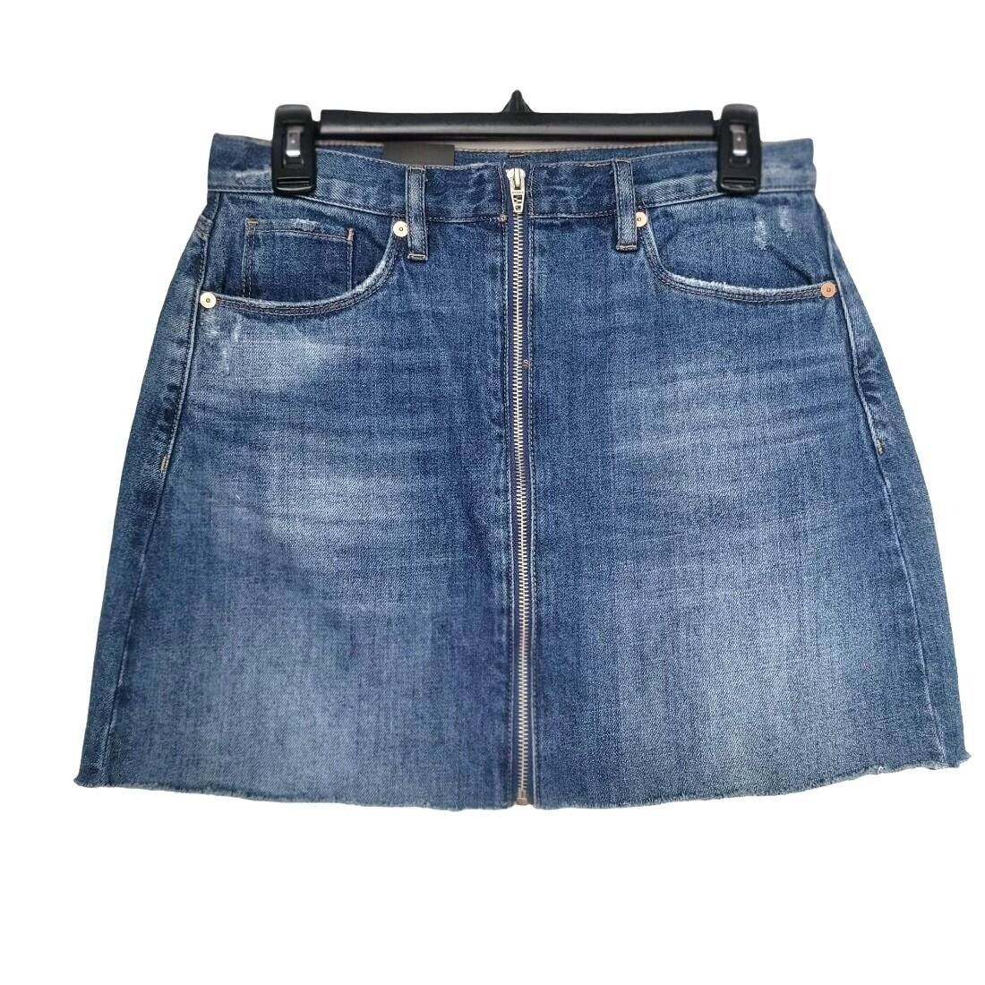 BLANKNYC ⭐BLANKNYC Womens Size 27 Denim Mini Skirt Zip Front Raw Hem Size 29" - 4 Thumbnail