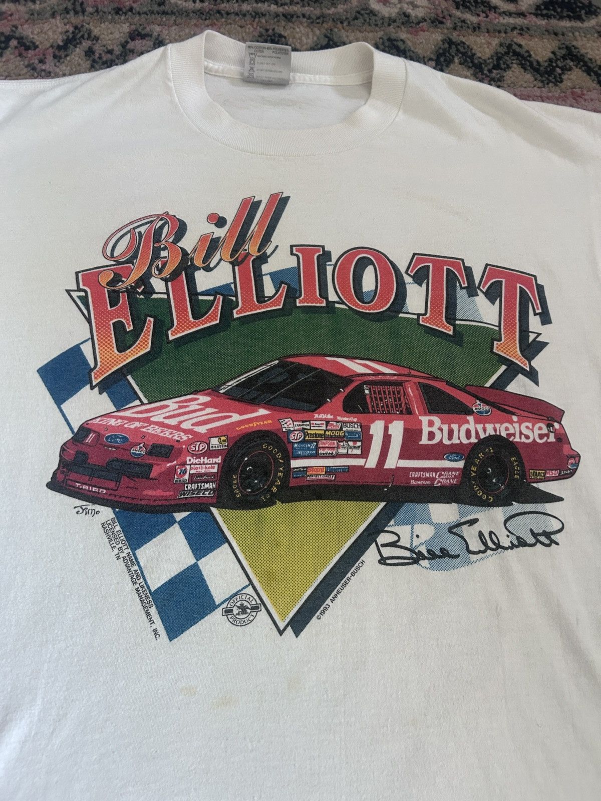 NASCAR Vintage 1993 Bill Elliott NASCAR T-Shirt Oneita Power 50 XL Size US XL / EU 56 / 4 - 2 Thumbnail