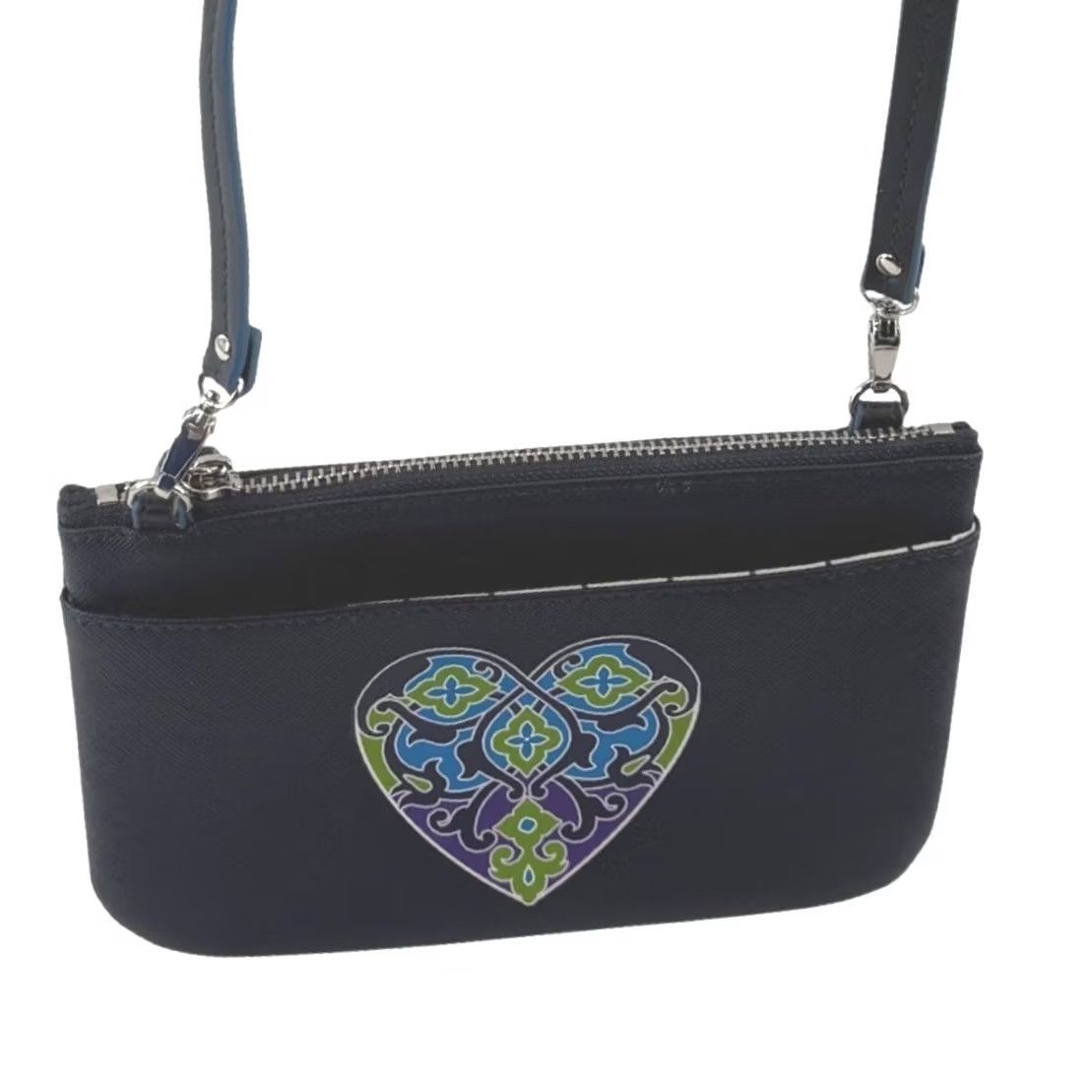 Brighton VINTAGE? No — Brighton Queen of Love Crossbody Wallet Wristlet Bag Indigo Blue Heart Charm Navy Blue Size ONE SIZE - 3 Thumbnail