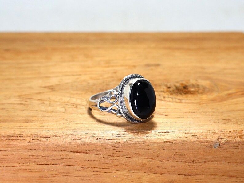 Handmade Black Onyx 925 Sterling Silver Ring - Handmade Jewelry Size ONE SIZE - 5 Thumbnail