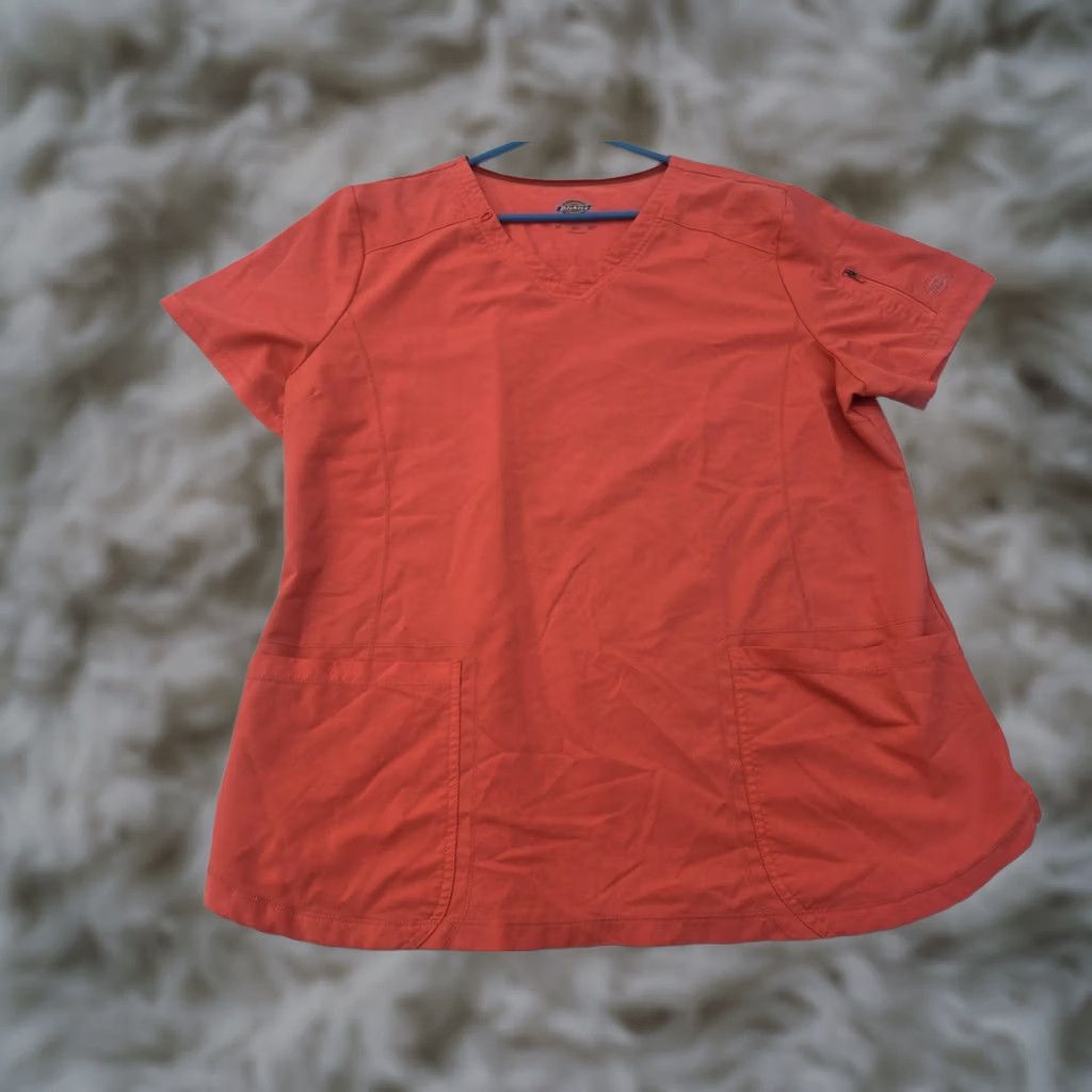 Dickies Dickies Scrub Uniform Top Womens 2XL Orange Medical Nurse Work Dental Shirt Womens Orange Medical Dickies 2XL Size XXL / US 16-18 / IT 52-54 - 1 Thumbnail