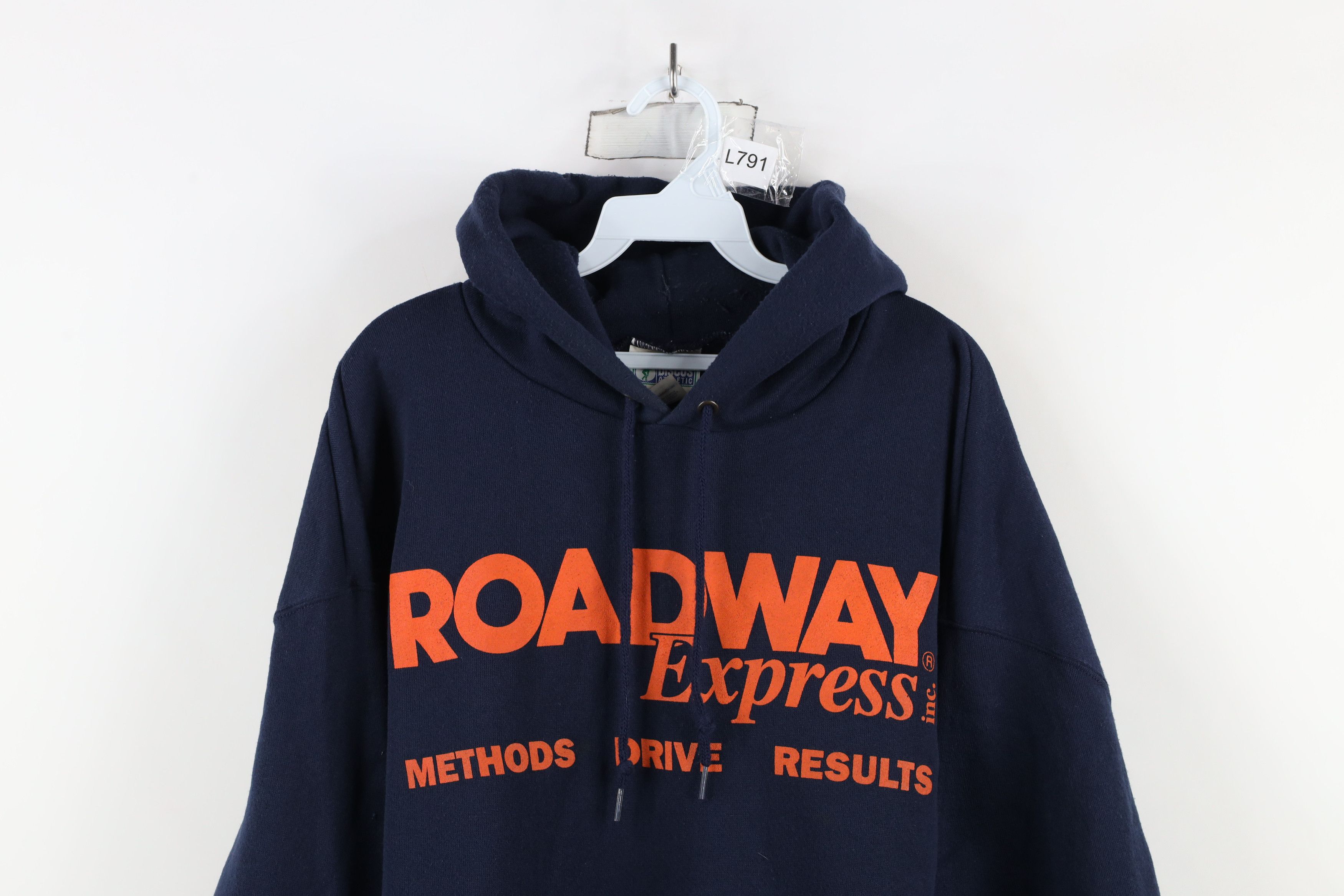 Vintage Vintage 90s Roadway Express Hoodie Sweatshirt Navy Blue USA Size US XXL / EU 58 / 5 - 2 Thumbnail