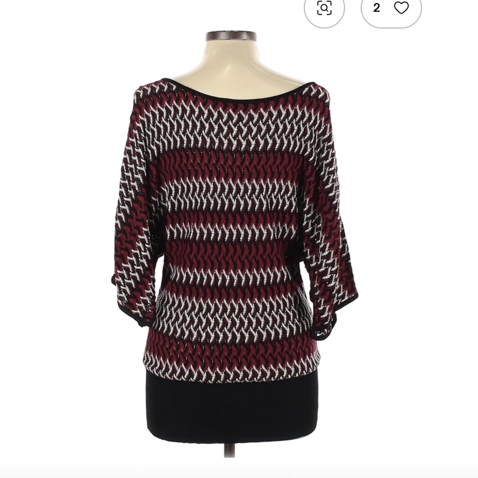 Other White House Black Market Burgundy Short Sleeve Top Size L Size L / US 10 / IT 46 - 2 Thumbnail