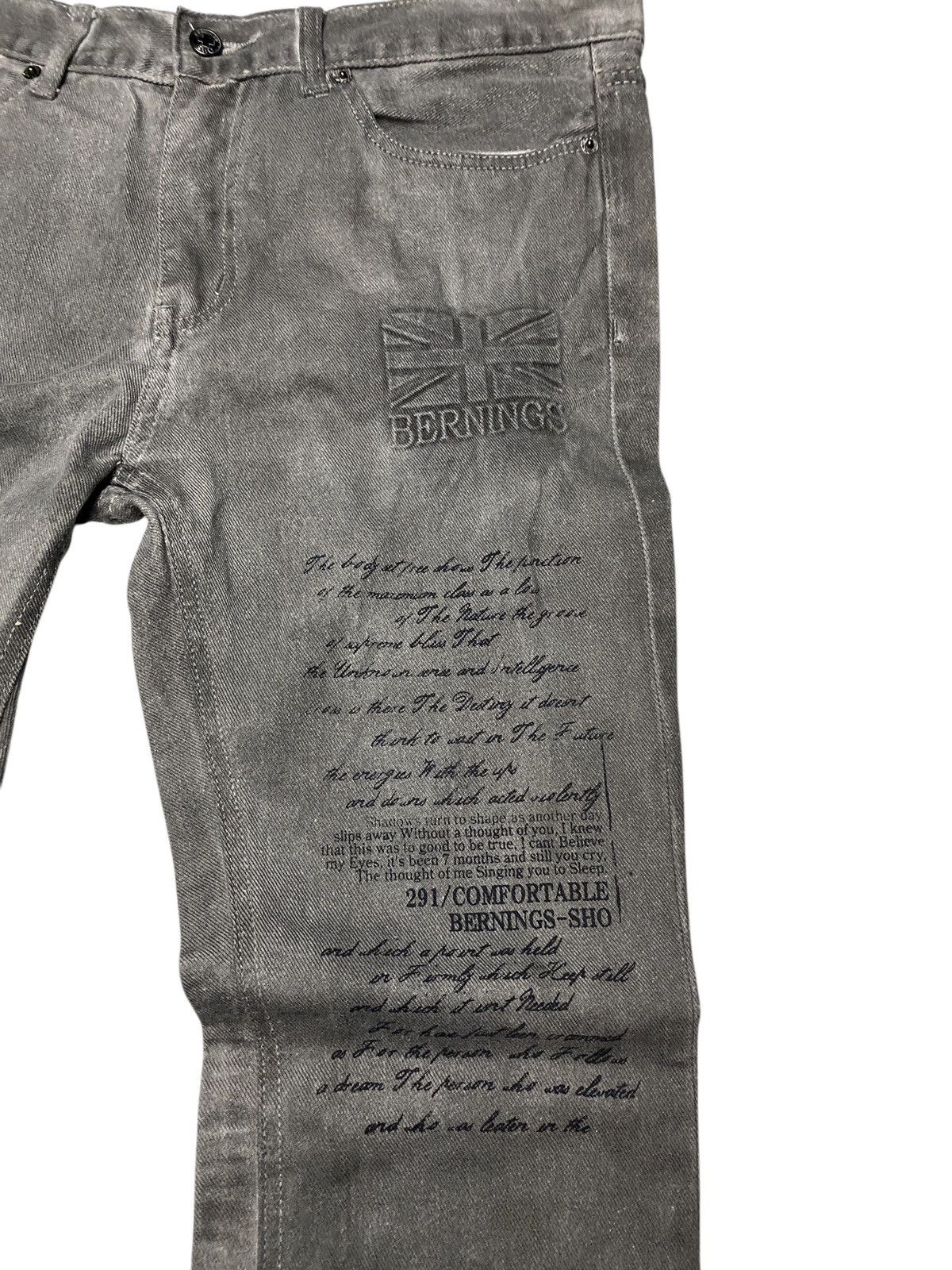 If Six Was Nine 2000's Bernings Sho Poem Britflag Seawash Jeans Size US 35 - 4 Thumbnail