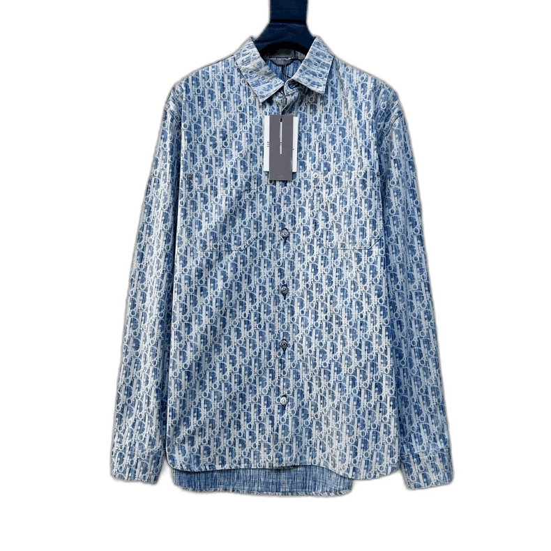 Dior Dior Blue Printed Denim Shirt Jacket Size US M / EU 48-50 / 2 - 1 Thumbnail