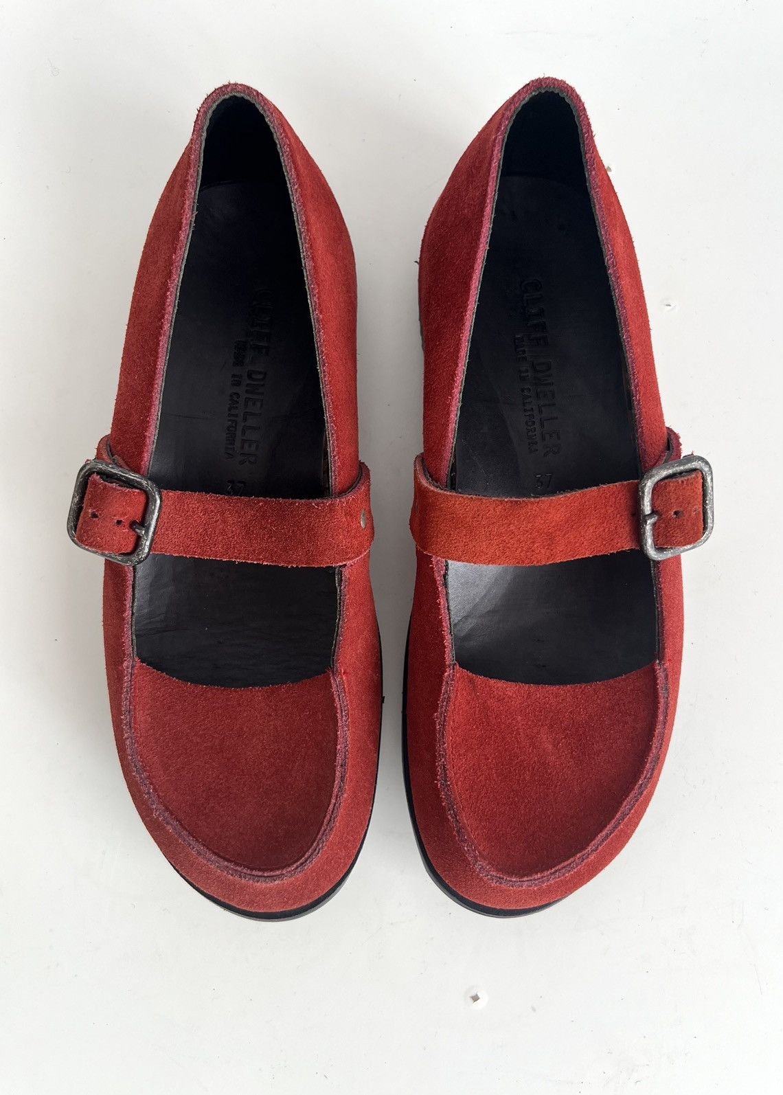 Ann Demeulemeester 🇺🇸Cliff Dweller x Cydwoq Mary Jane Red Suede Shoes Size US 7 / IT 37 - 4 Thumbnail