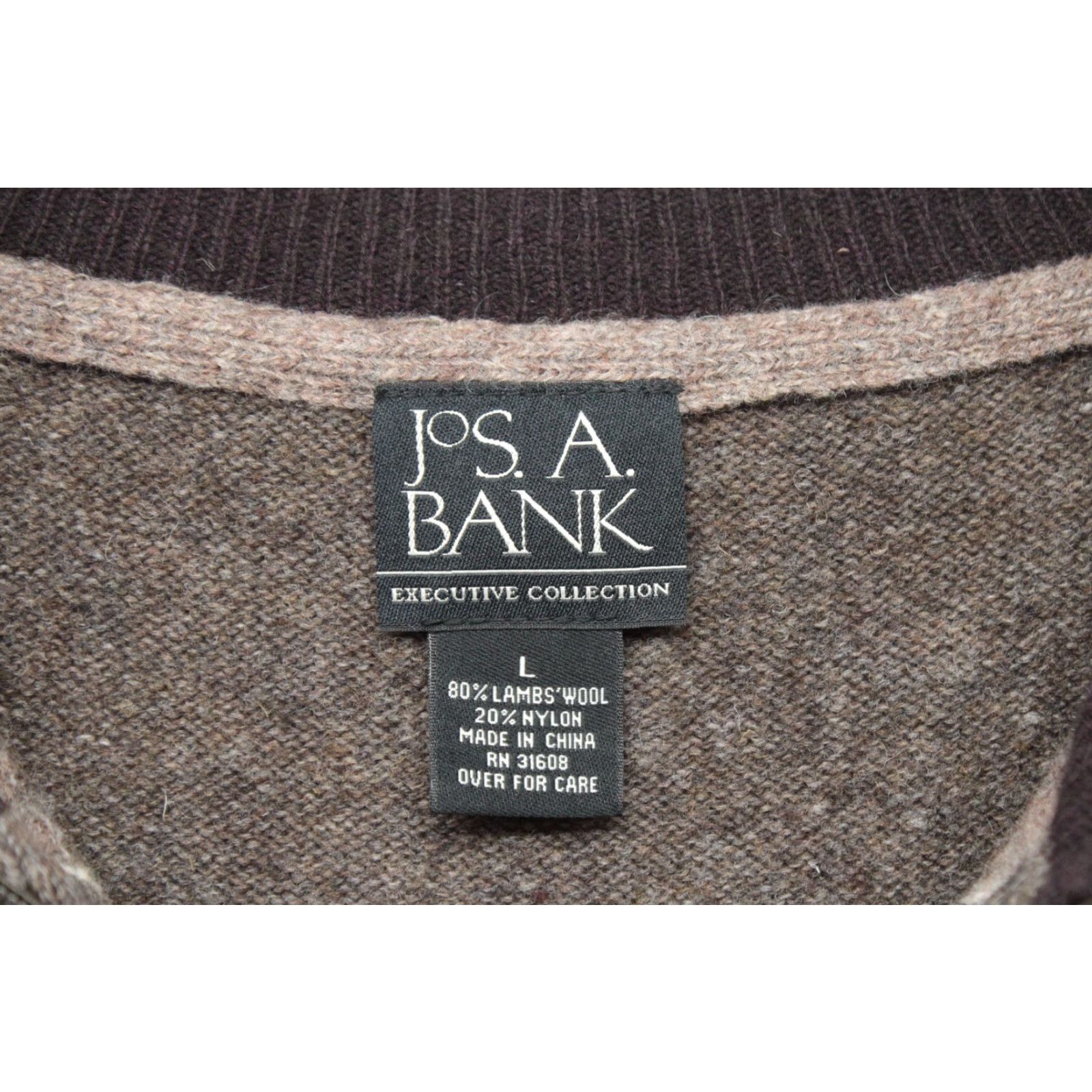 Jos. A. Bank VINTAGE Jos. A. Bank Sweater Men's Large Brown Lamb's Wool 1/4 Zip Argyle Preppy Retro Mens Size US L / EU 52-54 / 3 - 4 Thumbnail