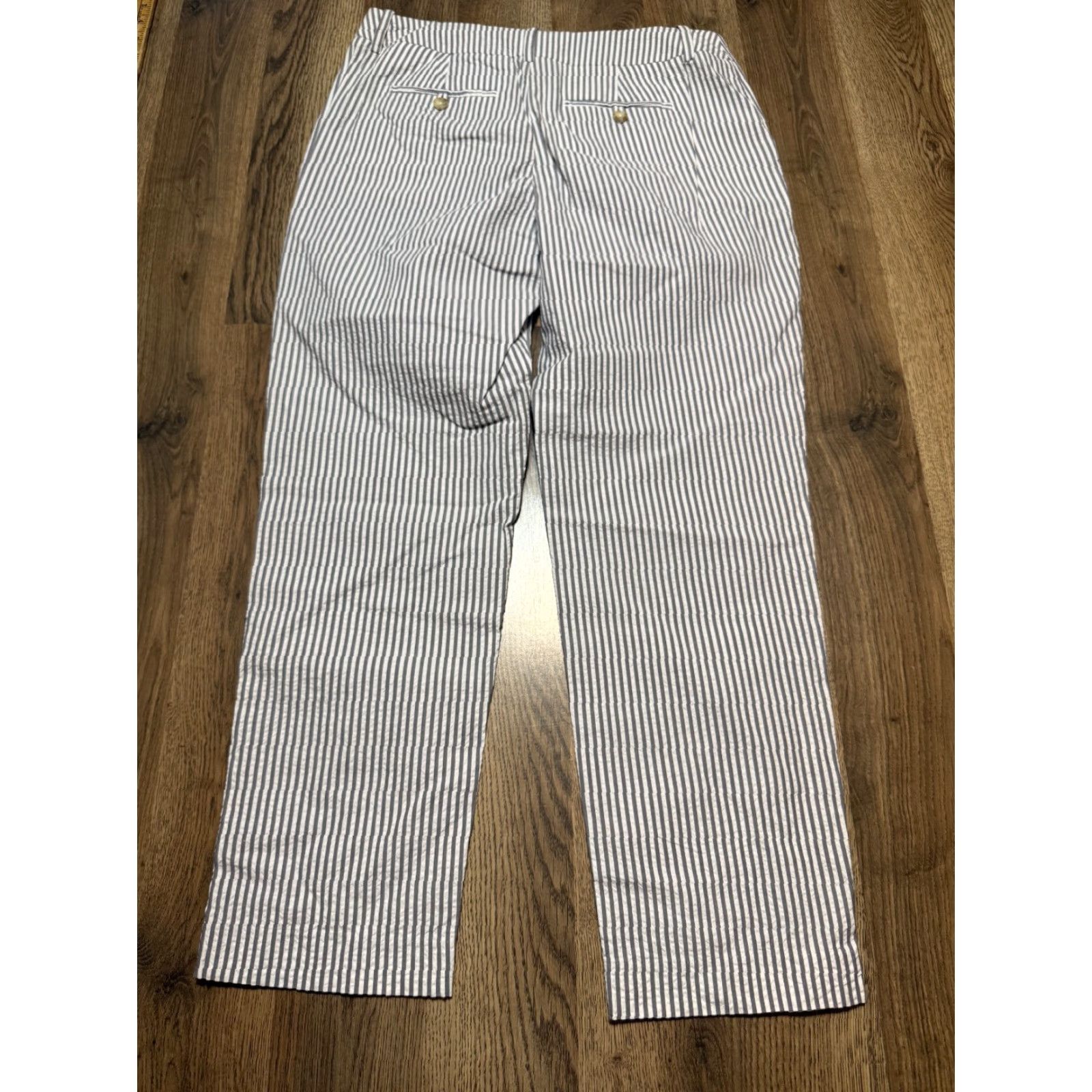 Merona Merona Pants Women's 8 Grey White Striped Flat Front Classic Pants Women Size 30" / US 8 / IT 44 - 2 Thumbnail