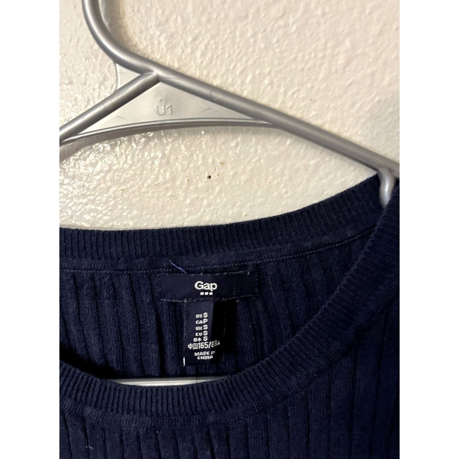 Gap GAP Women's Round Neck Solid Sweater Small Navy Blue Ribbed Size S / US 4 / IT 40 - 2 Thumbnail