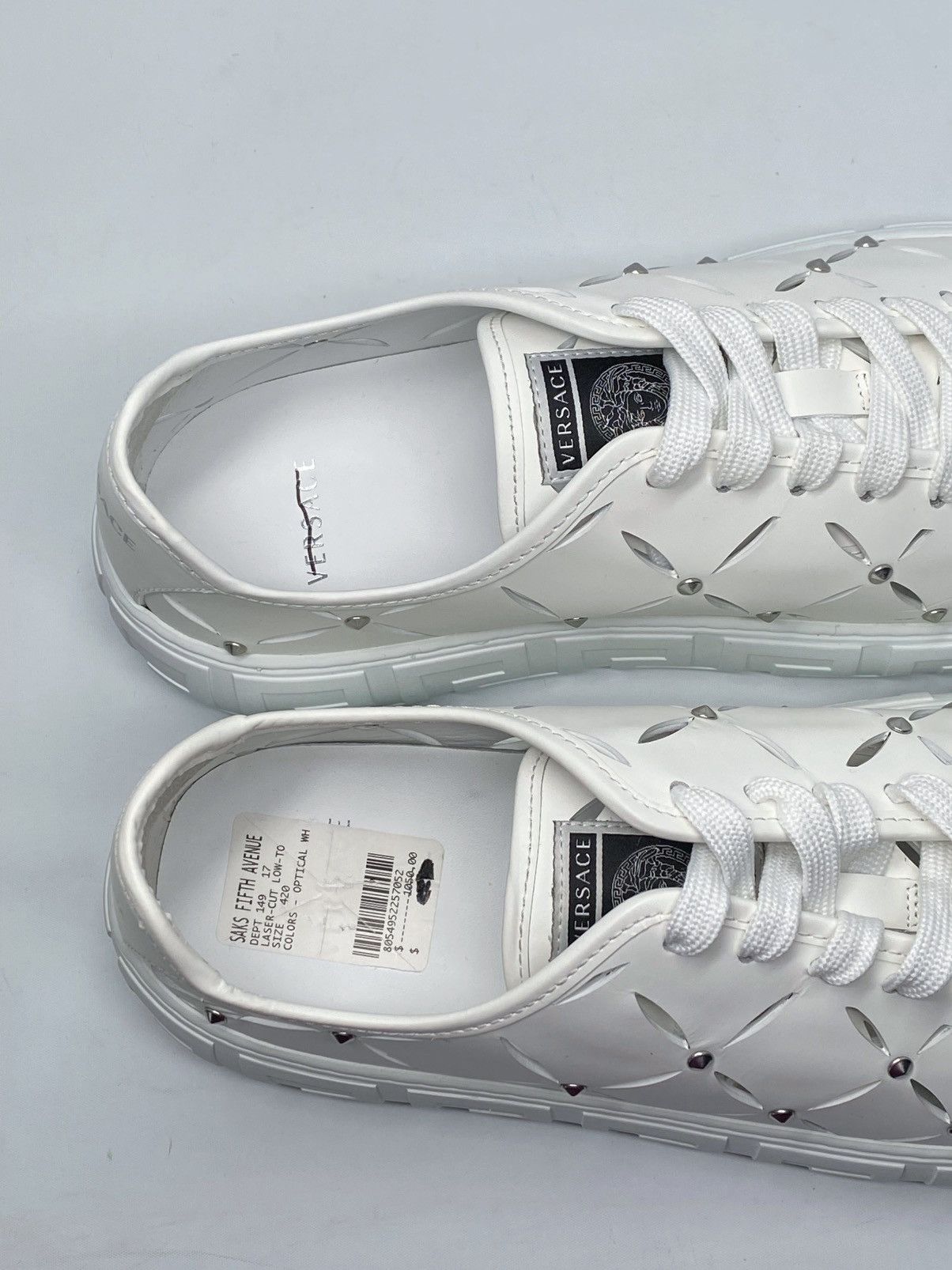 Versace Versace Laser-Cut Low-Top Leather Sneakers size 42/us size 9 Size US 9 / EU 42 - 8 Thumbnail