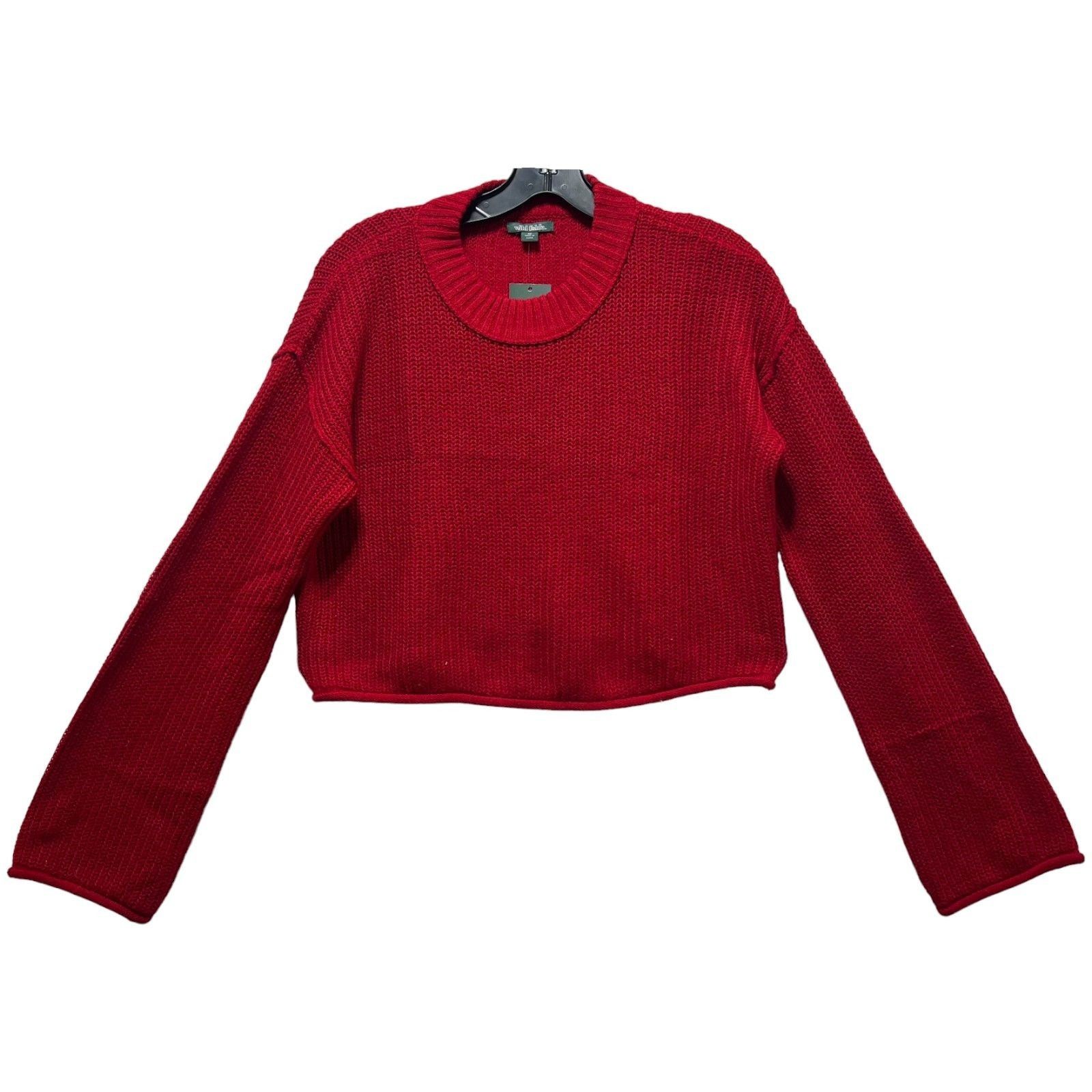 Other Wild Fable - Women's Cropped Long Sleeve Sweater - Red - Ext Size XS / US 0-2 / IT 36-38 - 1 Thumbnail