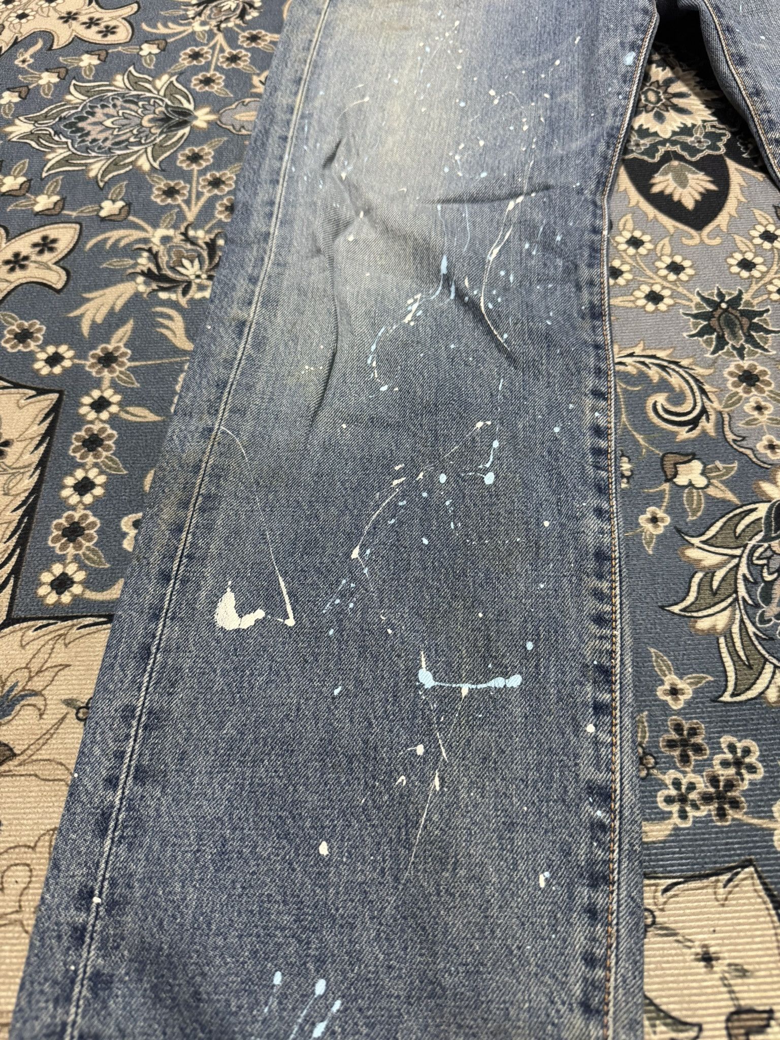 20471120 × Beauty Beast × Japanese Brand Vintage Edwin 505XX Selvadge Red Line Painted Jeans Pop Art Size US 29 - 6 Thumbnail