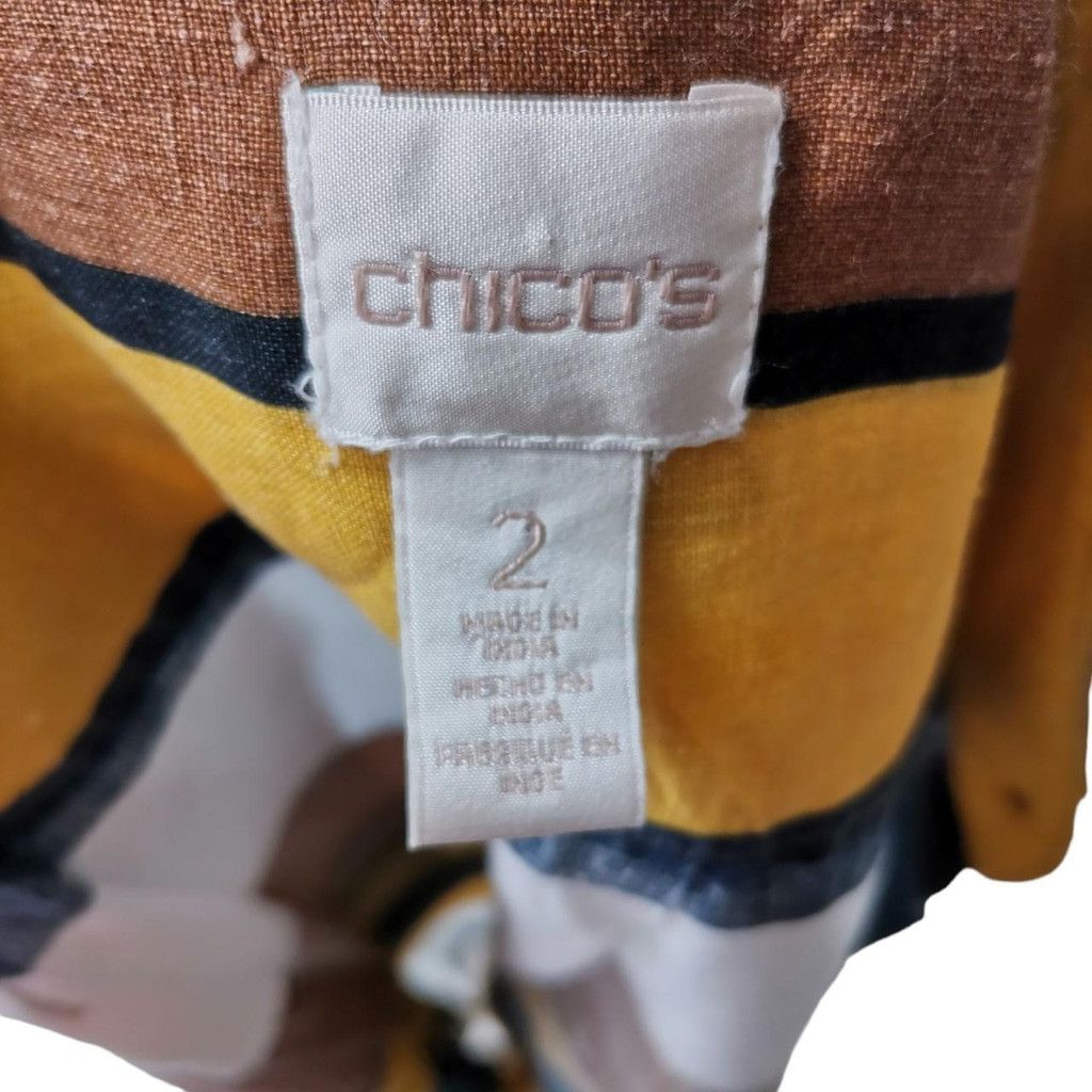 Chicos Chico's Striped Linen Long Sleeve Tunic Top Size XS / US 0-2 / IT 36-38 - 5 Thumbnail