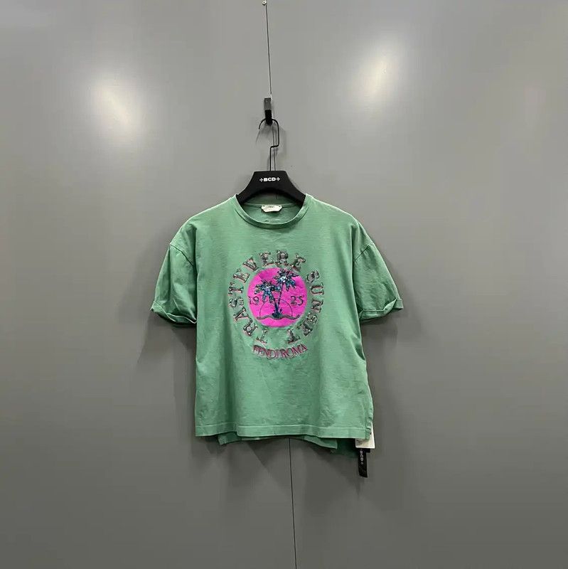 Fendi Fendi Summer Green Cotton T-Shirt for Women 0089 Size S / US 4 / IT 40 - 1 Thumbnail