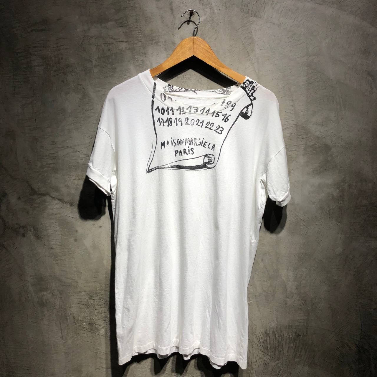 image of Maison Margiela Scroll Logo Tee in White, Men's (Size Large)