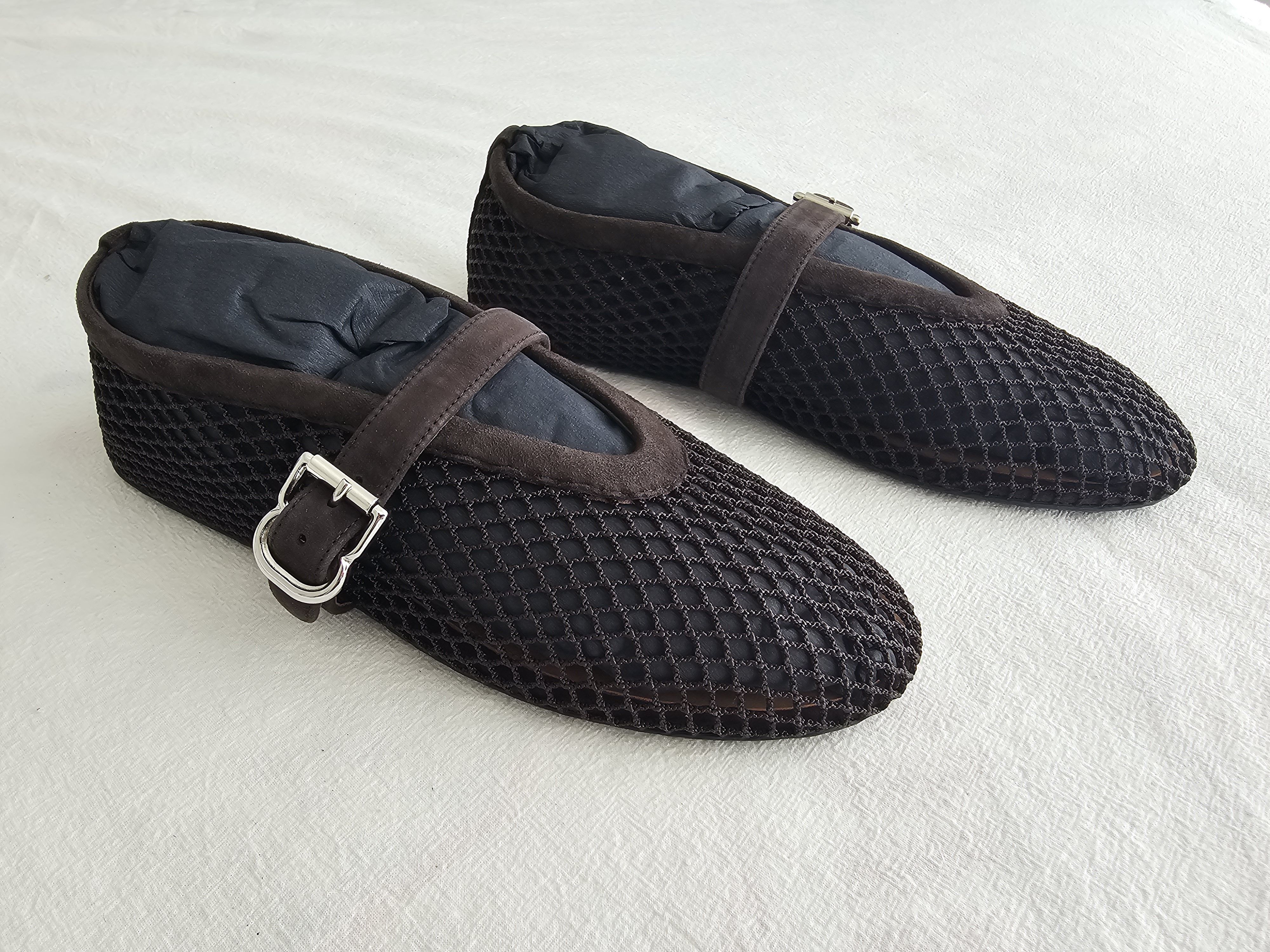 Suede Ballet Flats In Fishnet in Brown, Women's (Size 6) — image 4 of 6