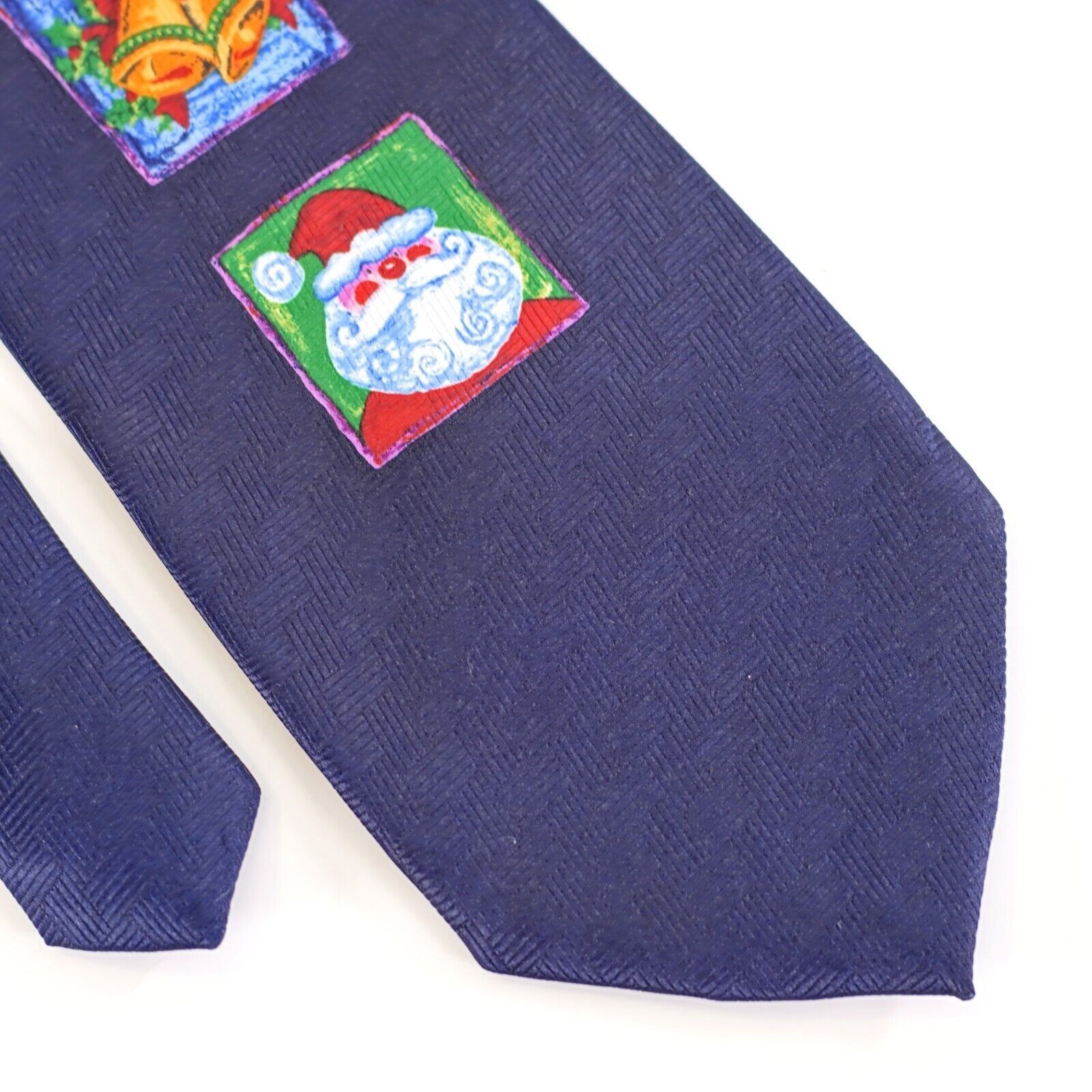 Vintage Unbranded Christmas Woven Blue Santa Snowmant Woven Polyeste Size ONE SIZE - 1 Thumbnail