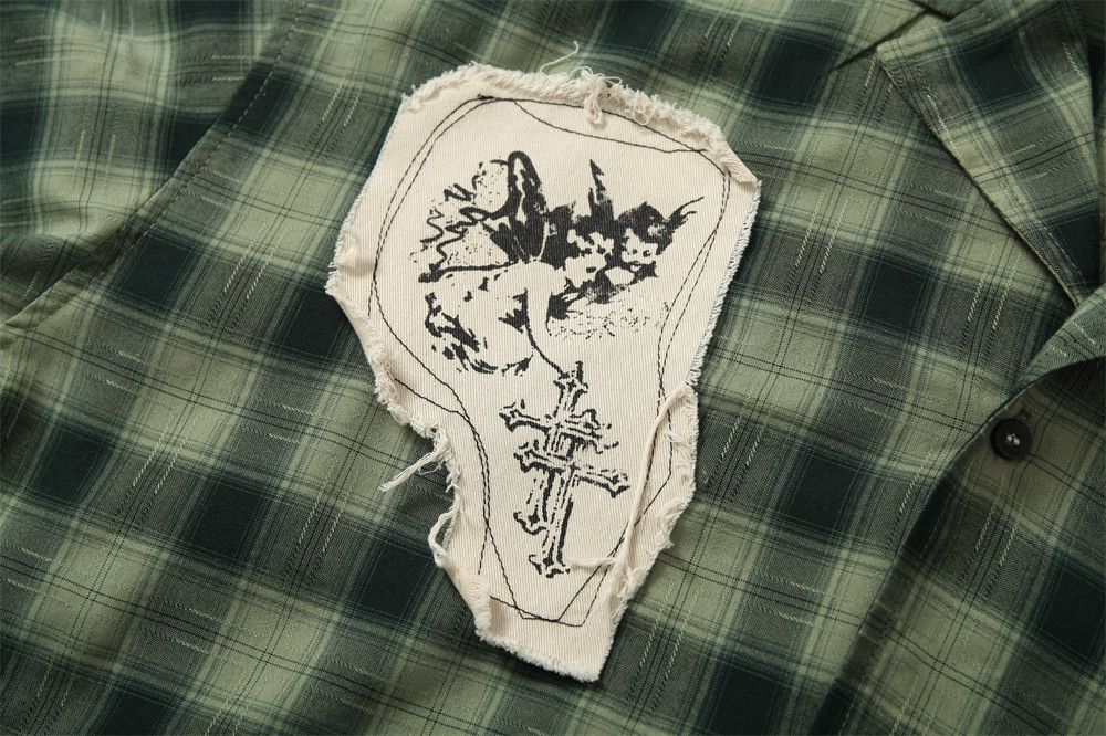 Japanese Brand × Vintage Men's summer patch embroidered plaid loose check shirt Size US M / EU 48-50 / 2 - 4 Thumbnail