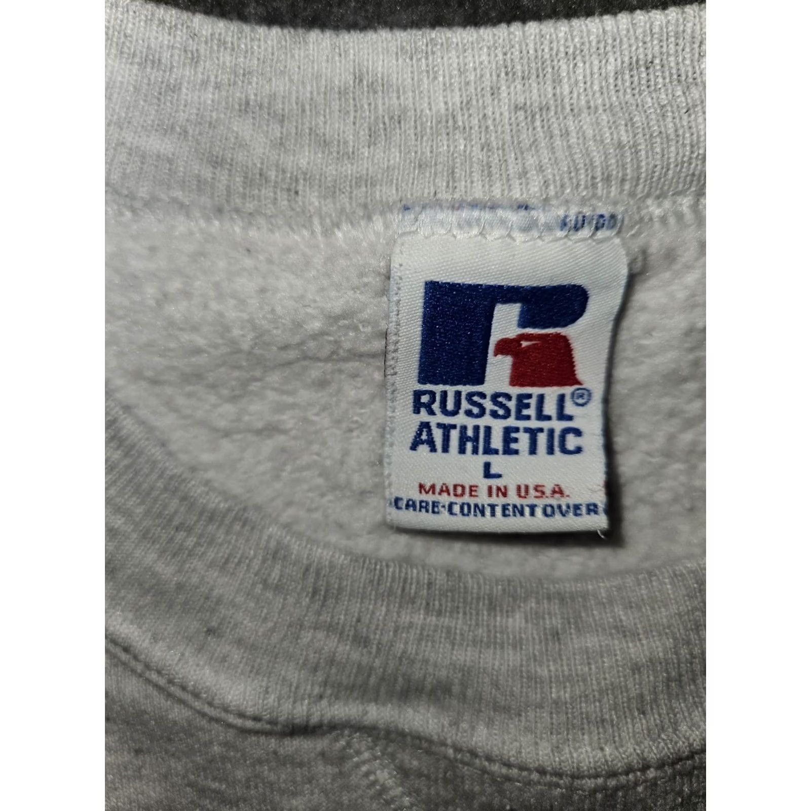 Russell Athletic VINTAGE Russell Athletic Sweatshirt Unisex Large Gray 90s USA Men's Pullover Crew Neck Long Sleeve Cotton Polyester Machine Washable{" "} Size US L / EU 52-54 / 3 - 2 Thumbnail