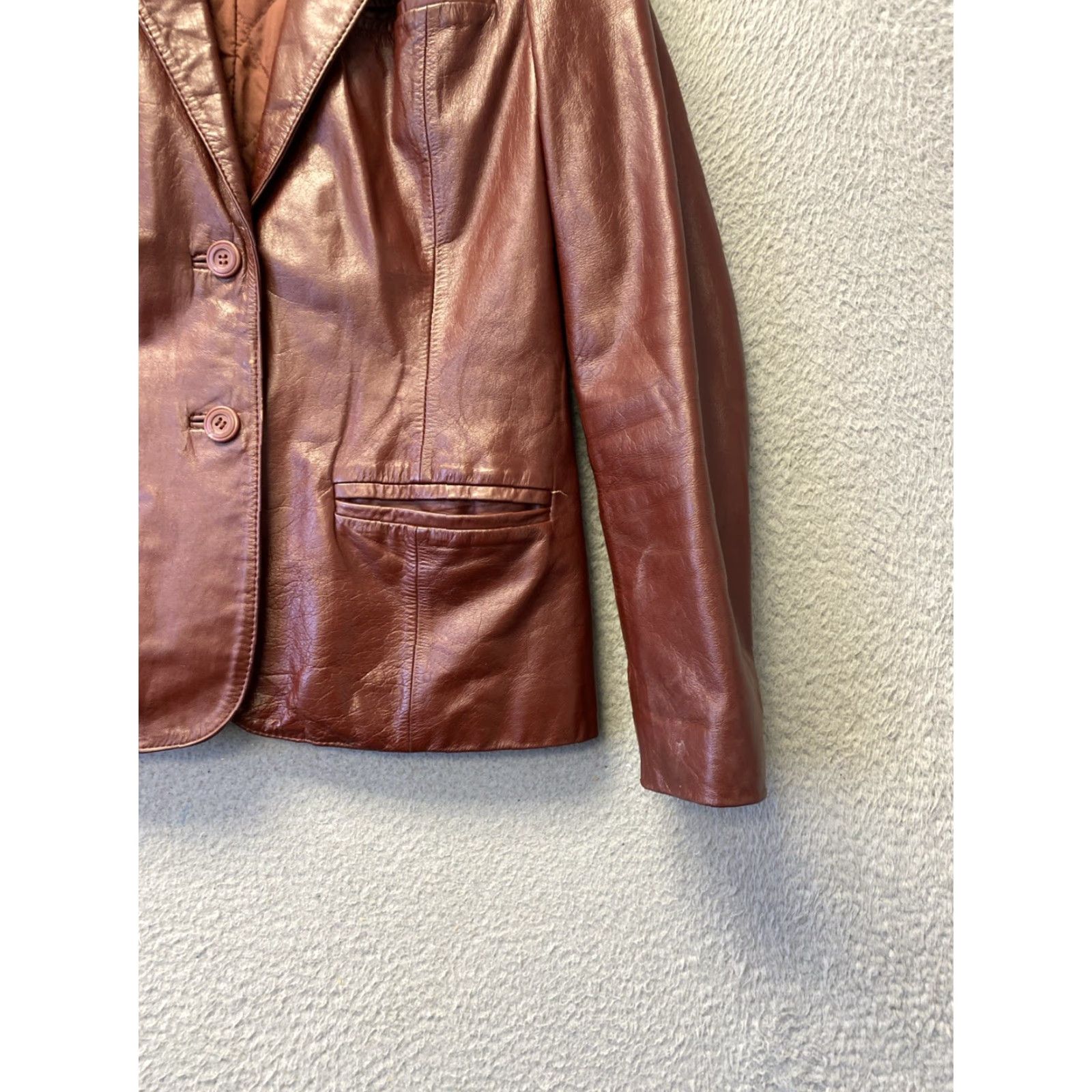 Vintage VINTAGE Berman’s Leather Jacket Women’s 14 Rust Brown / 0099 Jacket Women Rust Cognac 80s Casual Button Dry Clean Only Size XL / US 12-14 / IT 48-50 - 6 Thumbnail