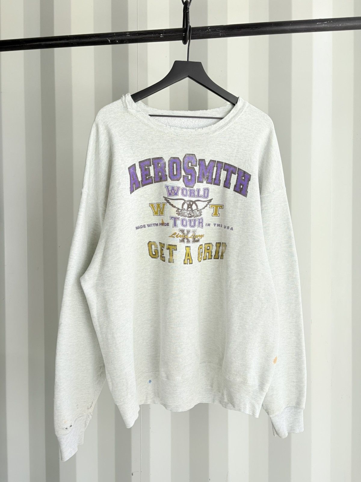 Vintage Thrashed Aerosmith Sun Faded Distressed ERD Grunge Band Size US XXL / EU 58 / 5 - 1 Thumbnail