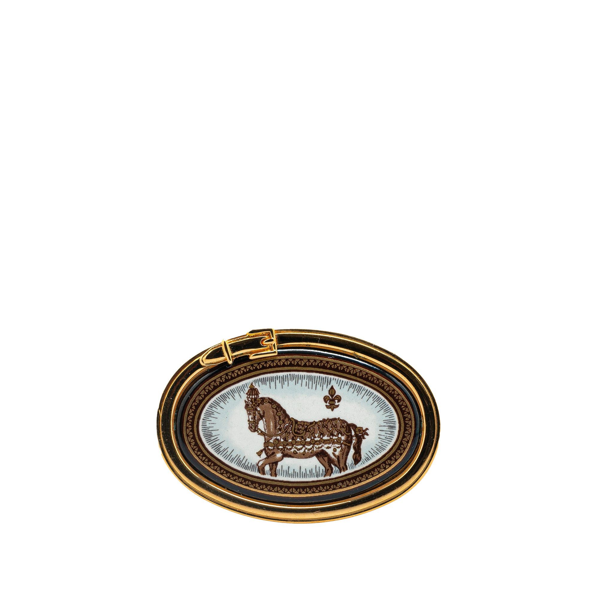 Hermes Hermès Gold Plated Enamel Cloisonne Brooch Gold Size ONE SIZE - 1 Thumbnail