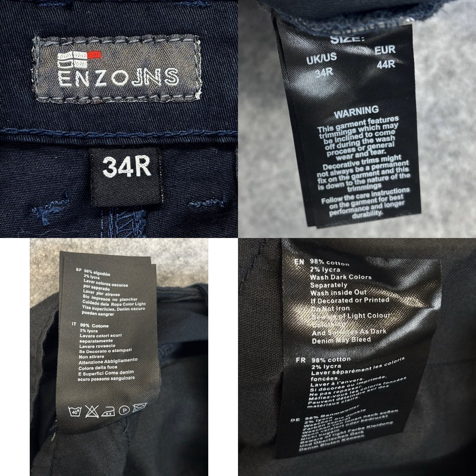 Kenzo Enzo Bryce Stretch Cargo Navy Blue Pants Mens 34R BNWT Slim Tapered Cargo Pocket Cotton Lycra Shirt? Size US 34 / EU 50 - 8 Thumbnail