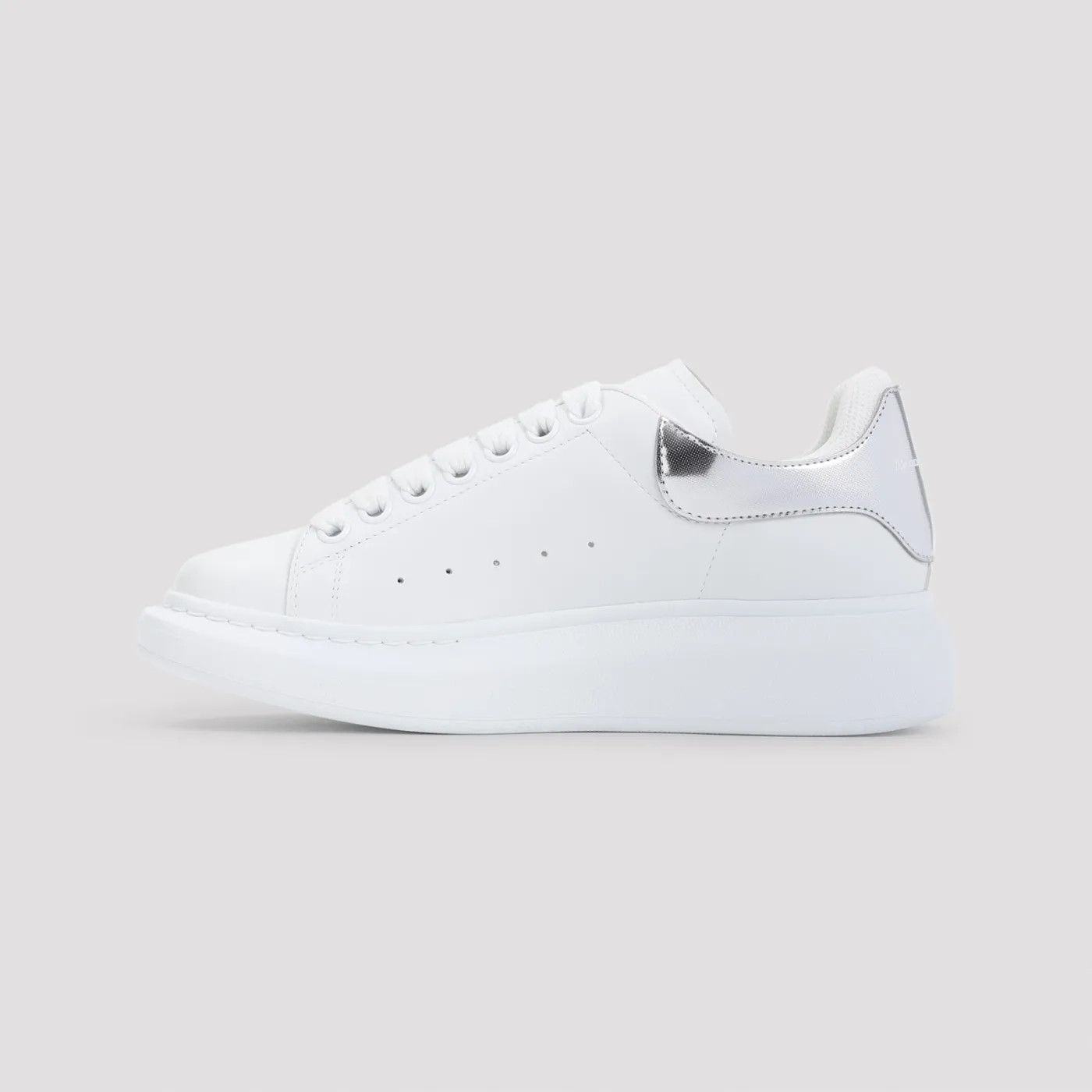 Alexander McQueen o1s22i1n1024 Leather Sneakers in White Silver Size US 9 / IT 39 - 2 Thumbnail