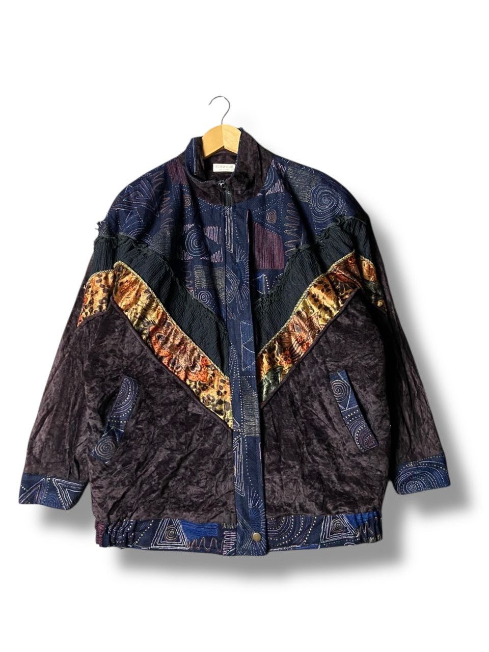 Japanese Brand Bonheur De Votre Velvet Patterned Fabric Jacket (166) Size US M / EU 48-50 / 2 - 1 Thumbnail
