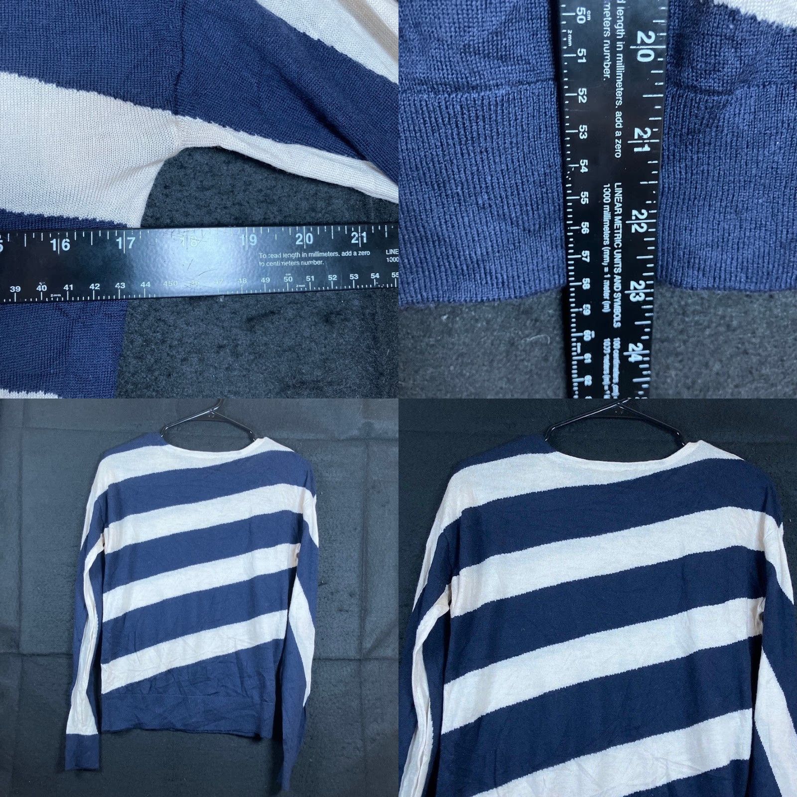 Loft VINTAGE LOFT Ann Taylor WOmenS Sweater Navy Blue White 100% Merino Wool XS Crew Neck Long Sleeve Knit Pullover Lightweight Casual Workwear Preppy Size XS / US 0-2 / IT 36-38 - 8 Thumbnail