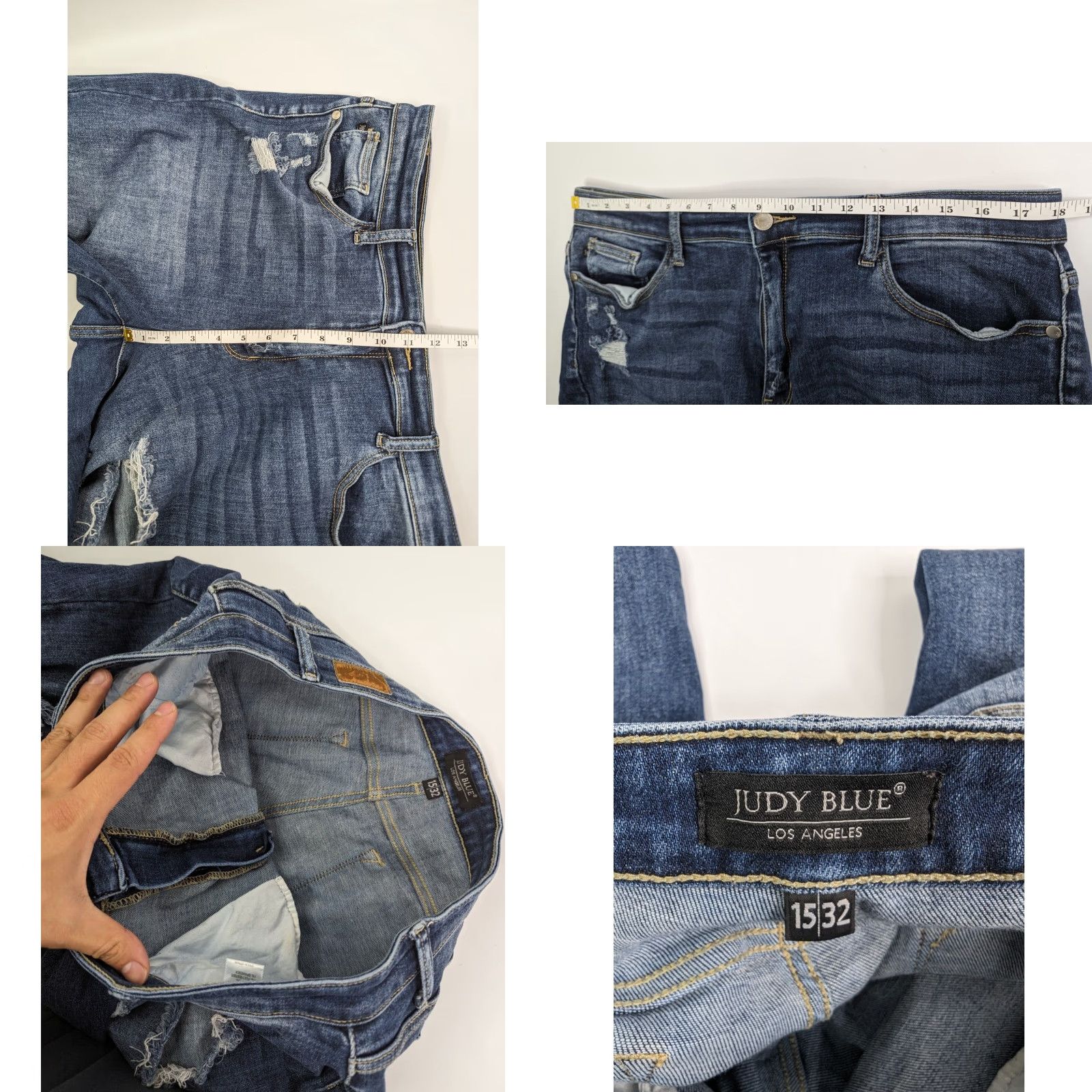 Vintage Judy Blue Boyfriend Jeans Distressed Women's Size 32/15 Regular Blue JB82156MD Size 24" / US 00 / IT 34 - 8 Thumbnail