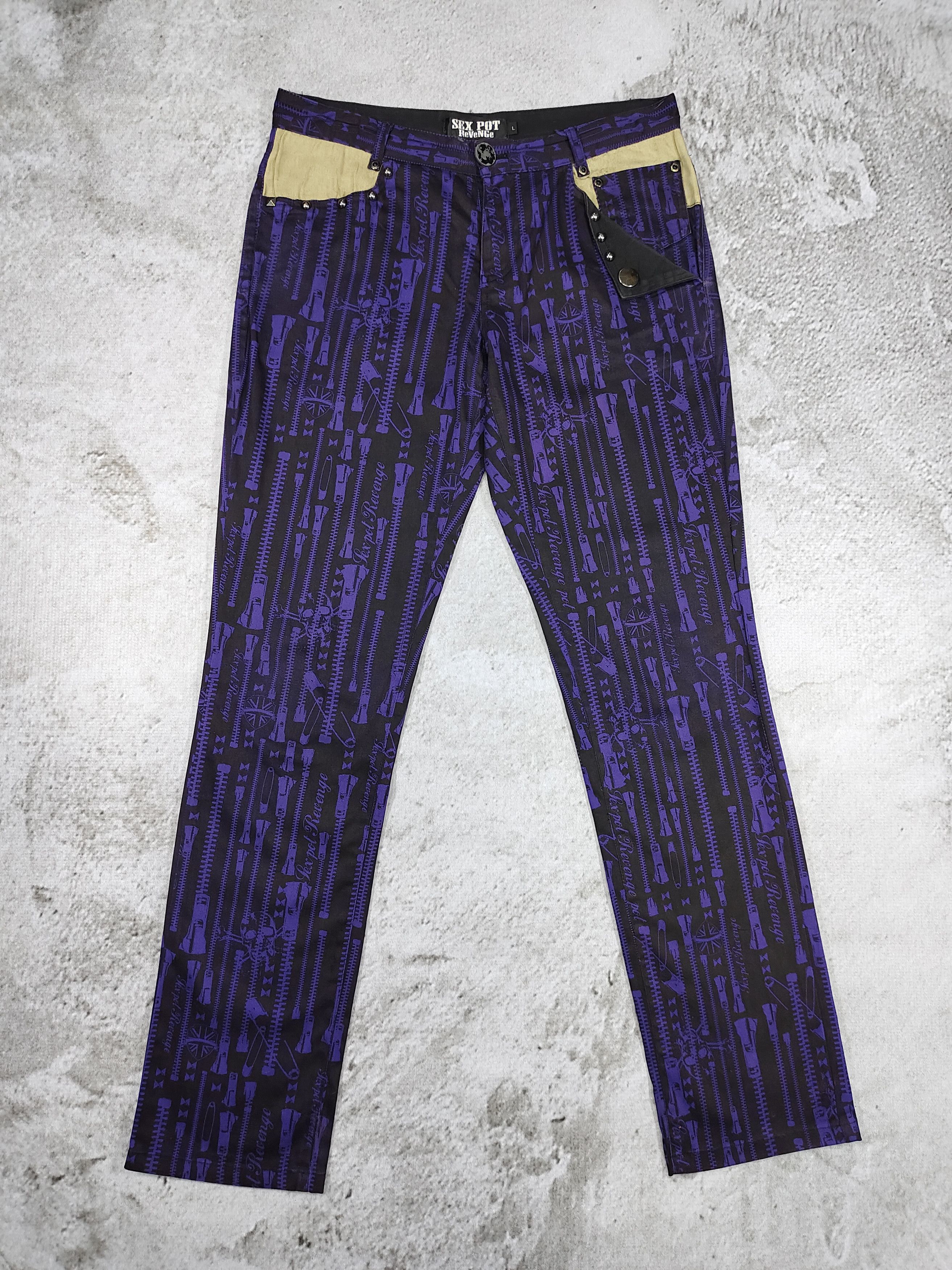 Sex Pot ReVeNGe 00s Sex Pot Revenge🇯🇵Archive Zipper Print Punk Skinny Pant Size US 30 / EU 46 - 1 Thumbnail