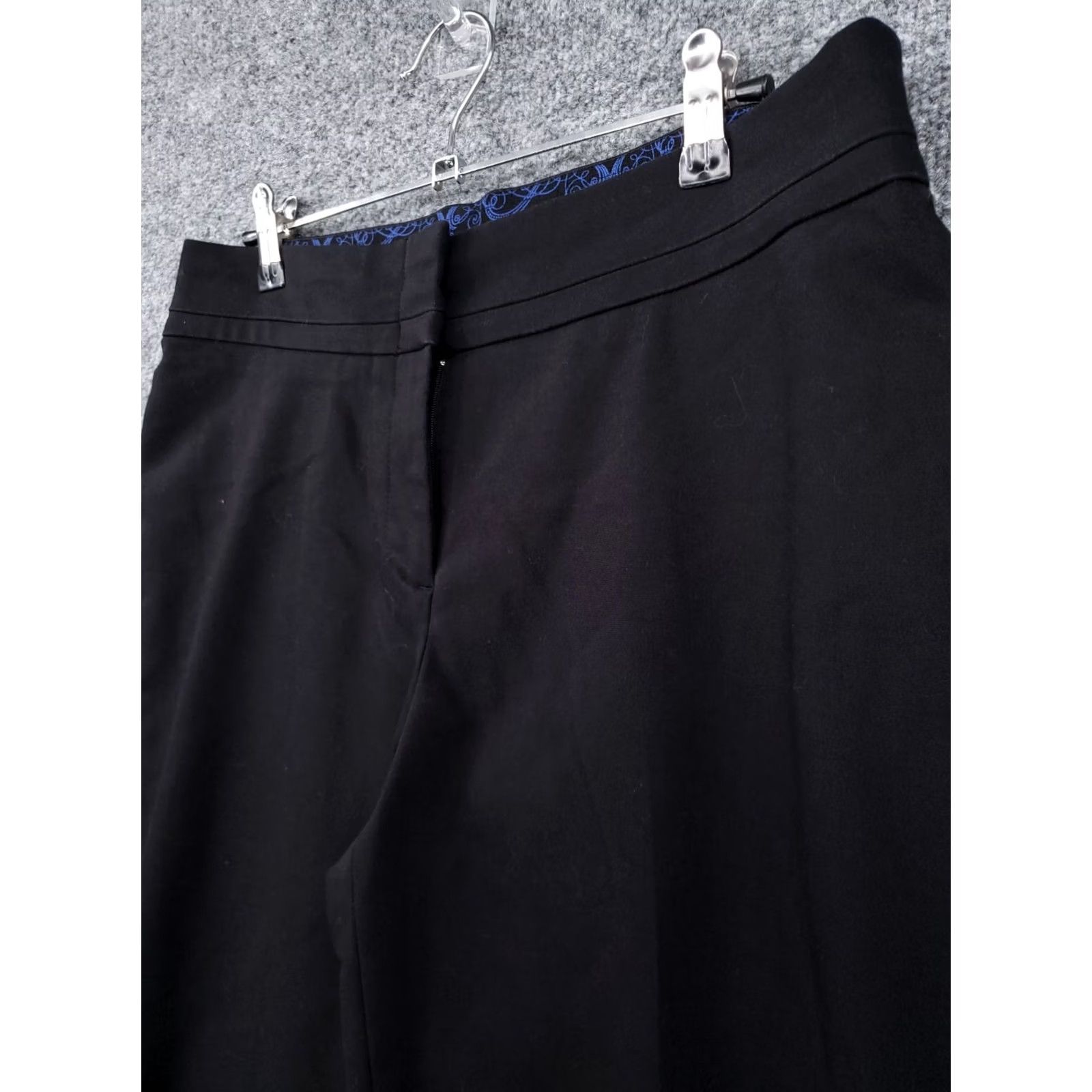 Vintage Peter Nygard Dress Pants Womens 8 Black Mid-Rise Straight Side Slit Flat Slacks Size 30" / US 8 / IT 44 - 5 Thumbnail