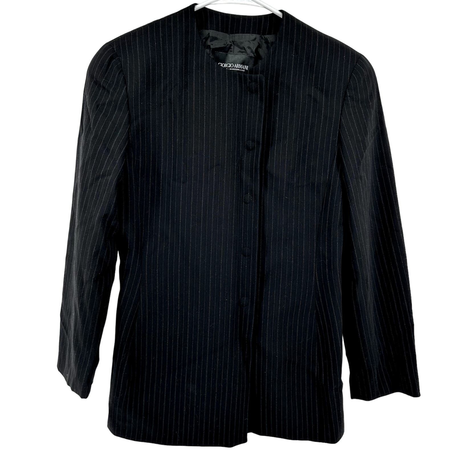 Giorgio Armani Giorgio Armani Collarless Button Suit Jacket Pinstriped 40 S Size S / US 4 / IT 40 - 2 Thumbnail