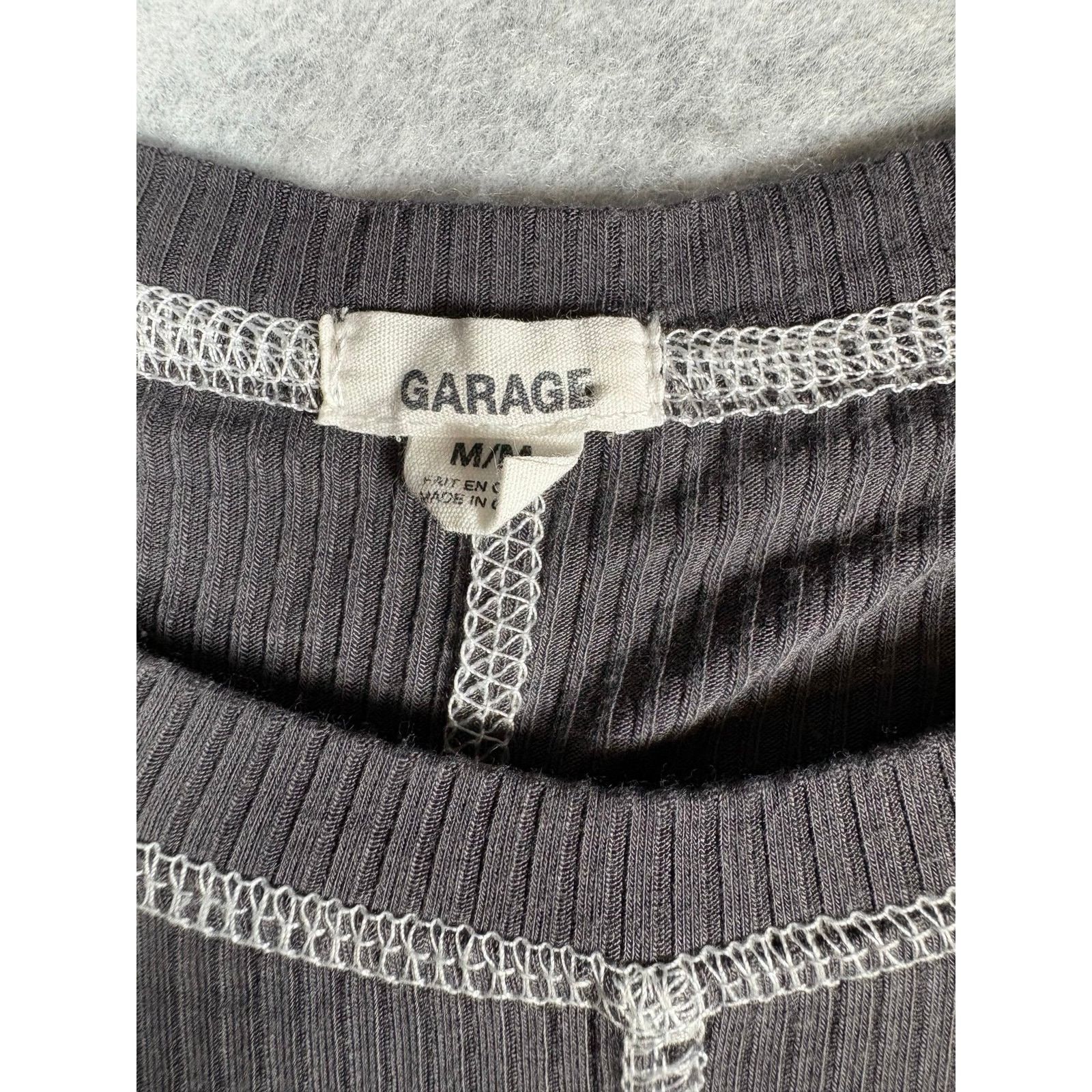 Garage Garage Ribbed Crop Top Gray Fitted Y2K Tee Size Medium #0423 Size M / US 6-8 / IT 42-44 - 2 Thumbnail