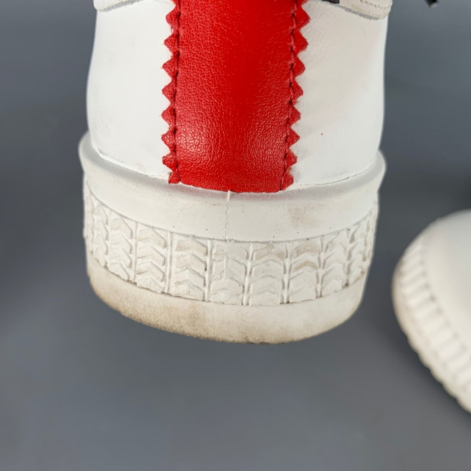 GCDS White Red Black Leather Logo Low Top Platform Sneakers Size US 9 / EU 42 - 10 Thumbnail
