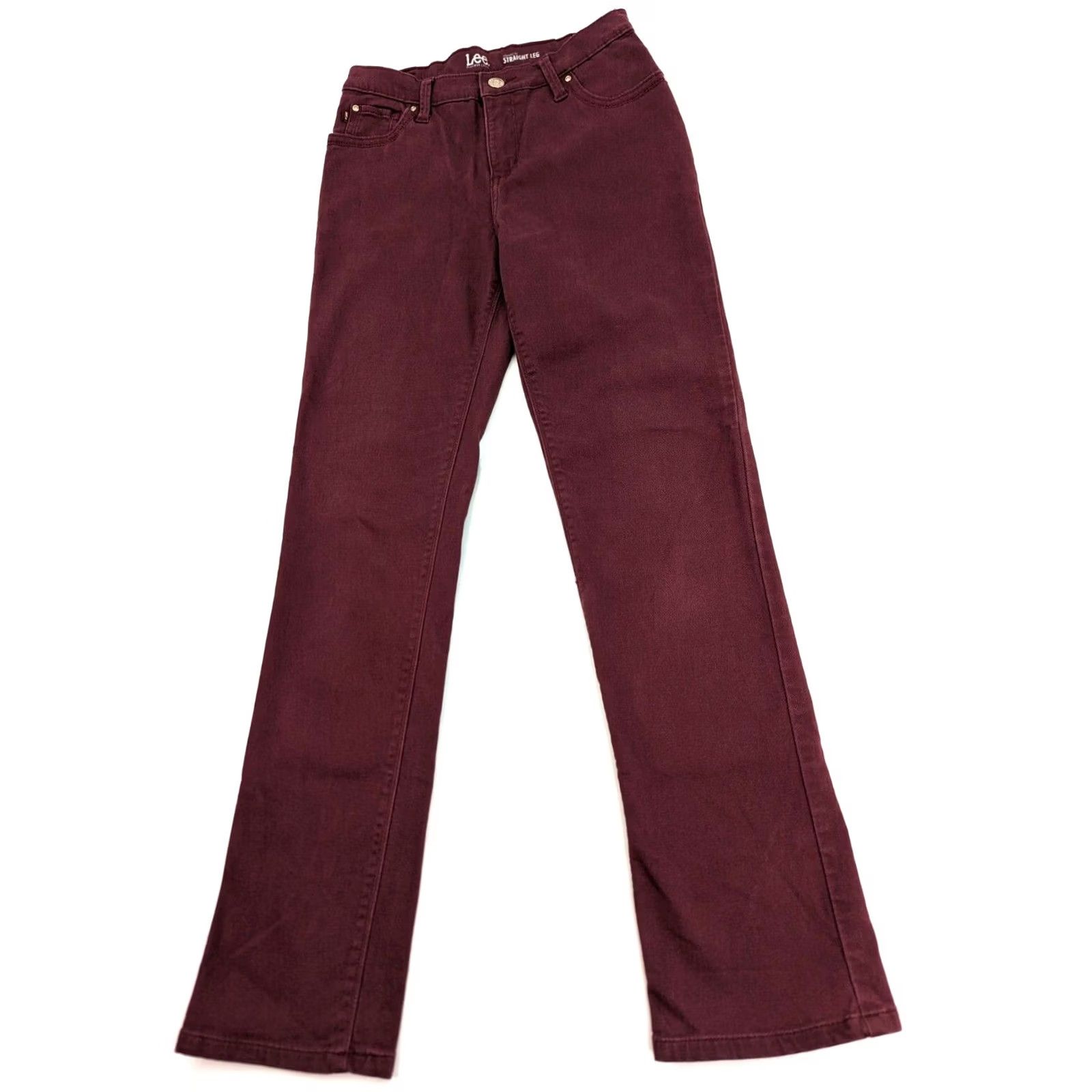 Lee Lee Platinum Label Jeans Straight Leg Red 26x29 Classic Fit Womens Petites 4 Stretch Denim Cotton Medium 5-Pocket Pockets Zipper Button Vintage No N/A Size 27" / US 4 / IT 40 - 3 Thumbnail