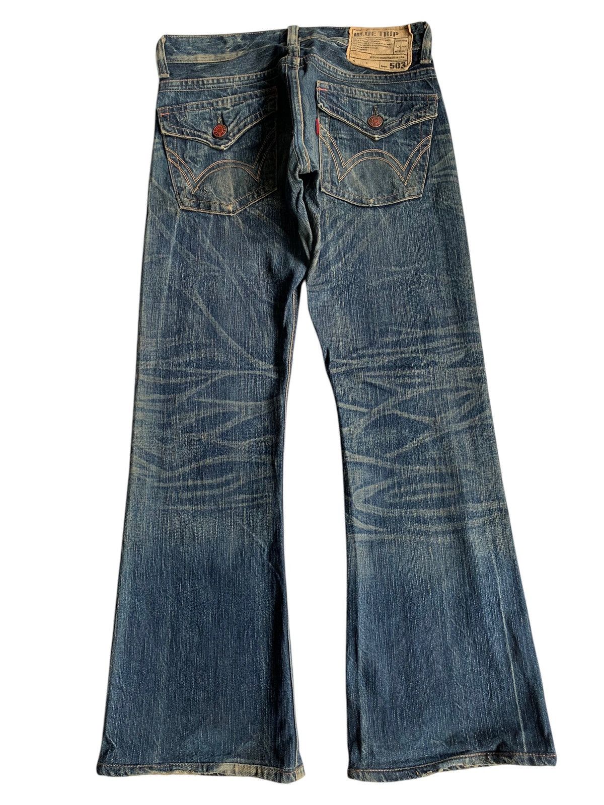 Tornado Mart FLARE 💥 EDWIN 503 MUDMAX PUNK STYLE DISTRESSED DENIM☠️ Size US 31 - 4 Thumbnail