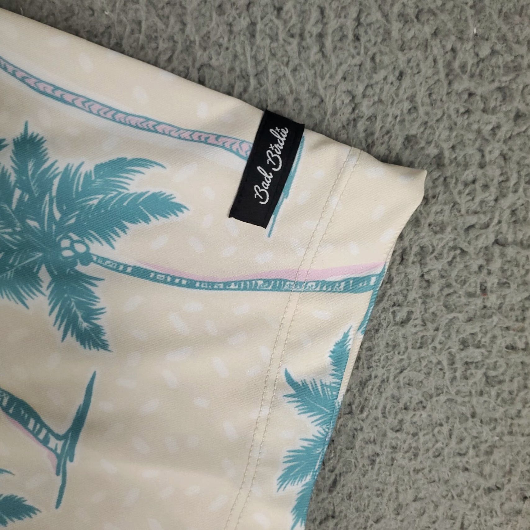 Vintage Bad Birdie Polo Shirt Mens 2XL Ivory Blue Palm Tree Print Short Sleeve Golf Polo Shirt Size US XXL / EU 58 / 5 - 3 Thumbnail