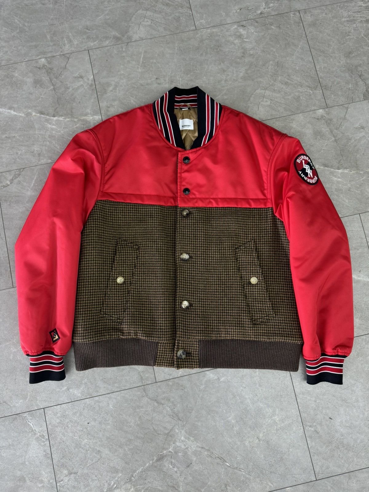 Burberry Burberry Wool Red Satin Varsity Jacket Size US L / EU 52-54 / 3 - 1 Thumbnail