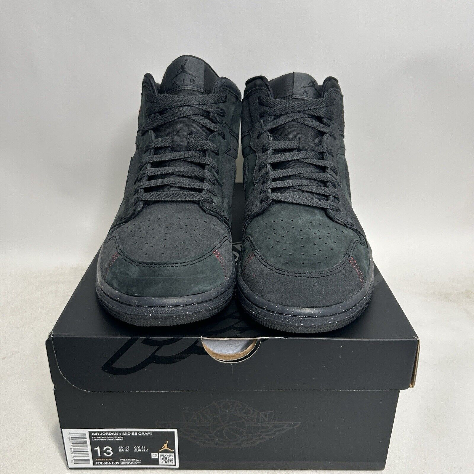 Nike Nike Air Jordan 1 Mid SE Craft “Black Dark Smoke Gray” 2024 Size US 13 / EU 46 - 2 Thumbnail