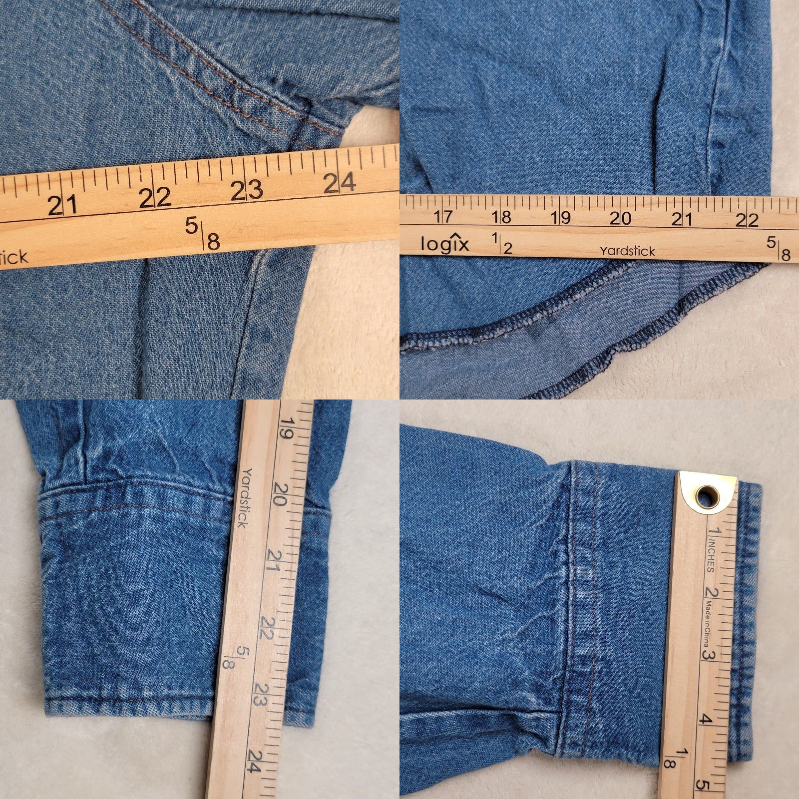 Wrangler VINTAGE Wrangler Mens Button-Down Shirt Regular L Blue Denim Western Pearl Snap Size US L / EU 52-54 / 3 - 8 Thumbnail