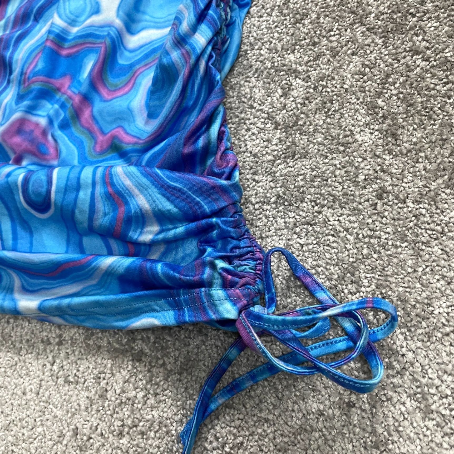 Shein SheIn Skirt Womens XS Blue Tie Dye Stretch Side Lace Mini Casual Ladies Size 26" / US 2 / IT 38 - 3 Thumbnail