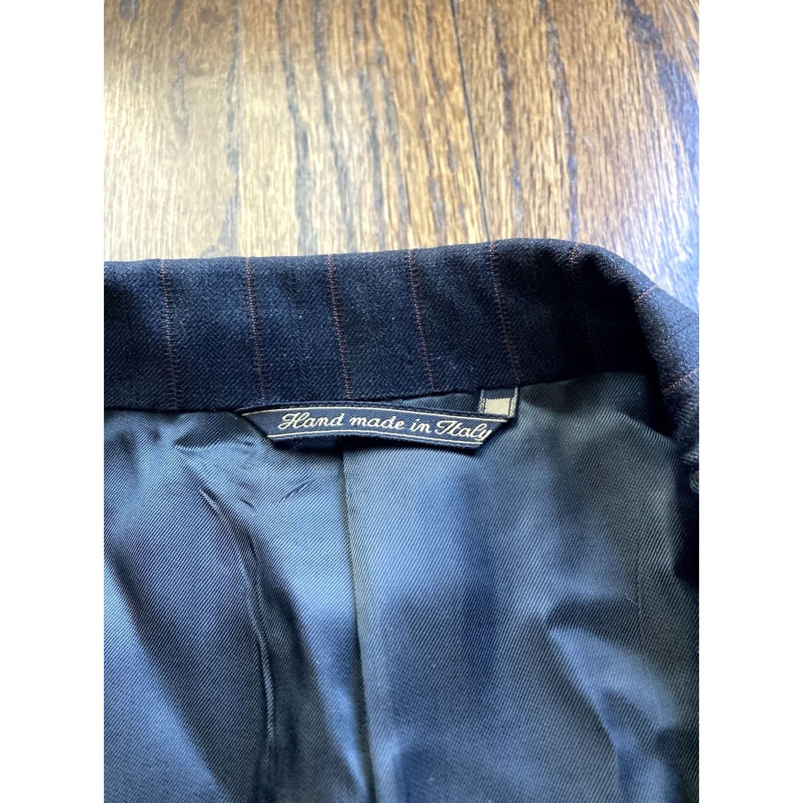 Vintage MABRO Blazer Mens Size 48R Loro Piana Wool Dark Gray Pinstripe Made In Italy Size 48R - 6 Thumbnail