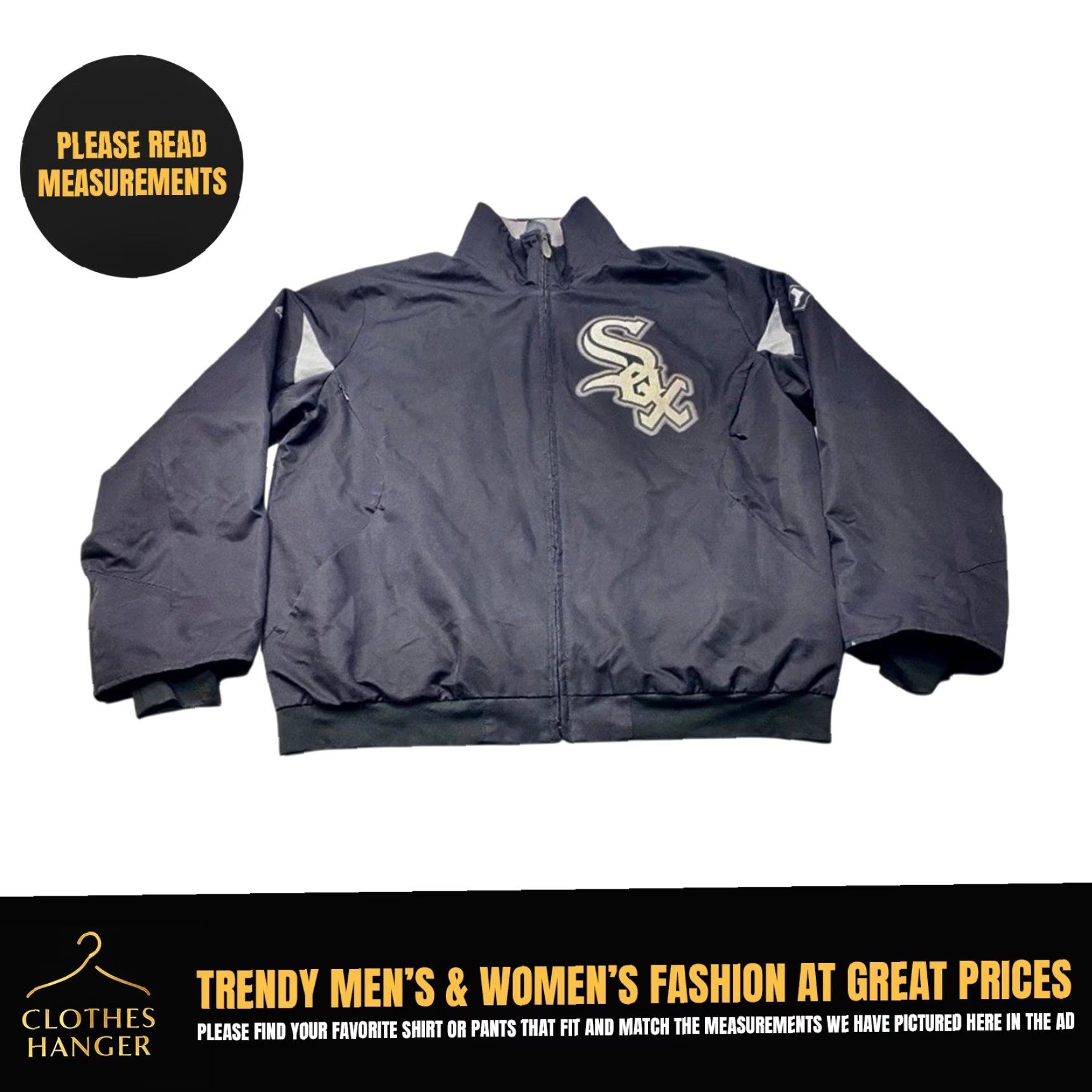 MLB Majestic Chicago White Sox Full Zip Jacket Large MLB Black Therma Base Dugout Jacket Size US L / EU 52-54 / 3 - 2 Thumbnail
